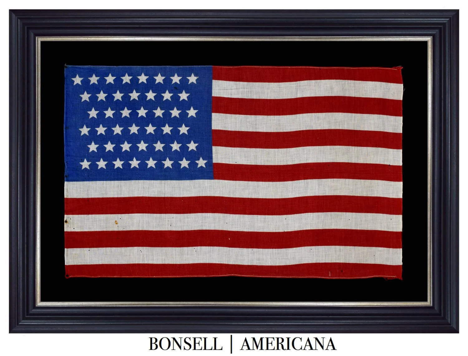44 Star Antique Flag with a Staggered 8-7-7-7-7-8 Pattern | Wyoming Statehood | Circa 1890-1896