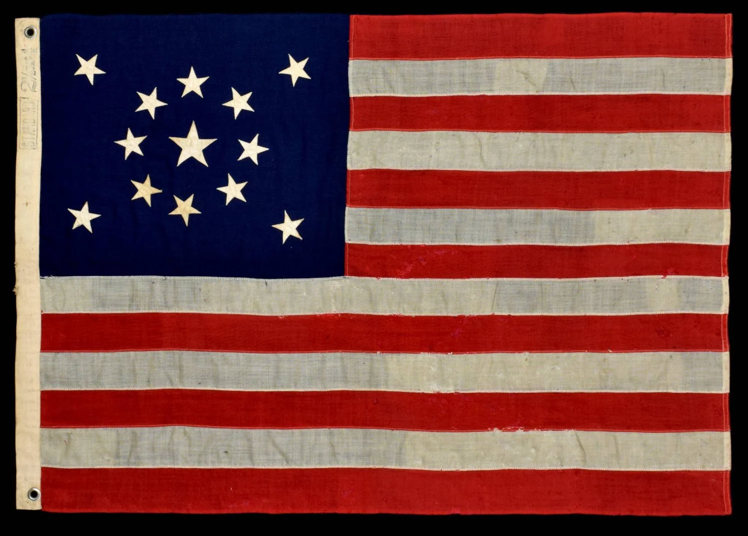 13 Star Antique US Flag with Medallion Star Pattern and STANDARD Stamp | Circa 1895-1926