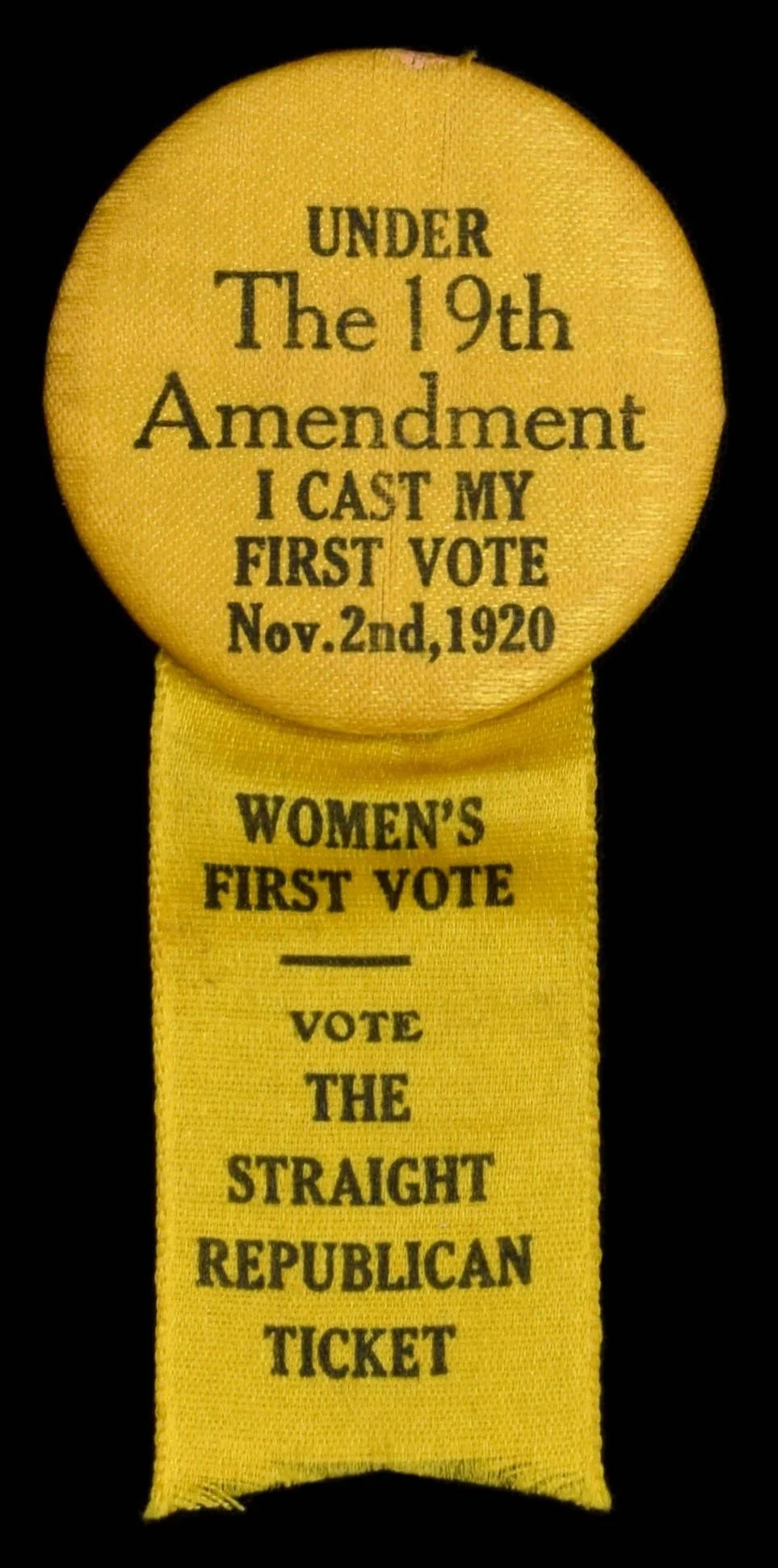 Rare “WOMEN'S FIRST VOTE” Badge | Associated with the 19th Amendment and the Republican Ticket | Circa 1920