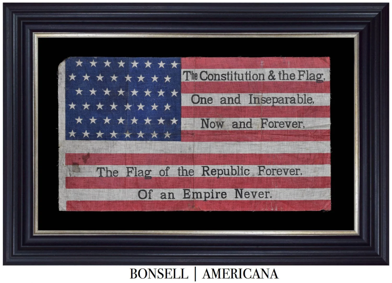 Scarce 48 Star Antique Flag with a Wonderful Patriotic Overprint