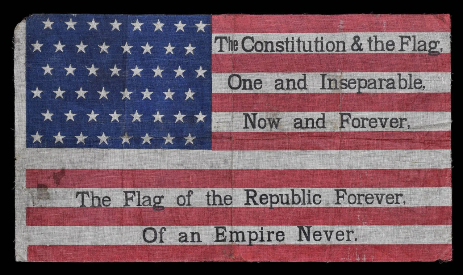 Scarce 48 Star Antique Flag with a Wonderful Patriotic Overprint