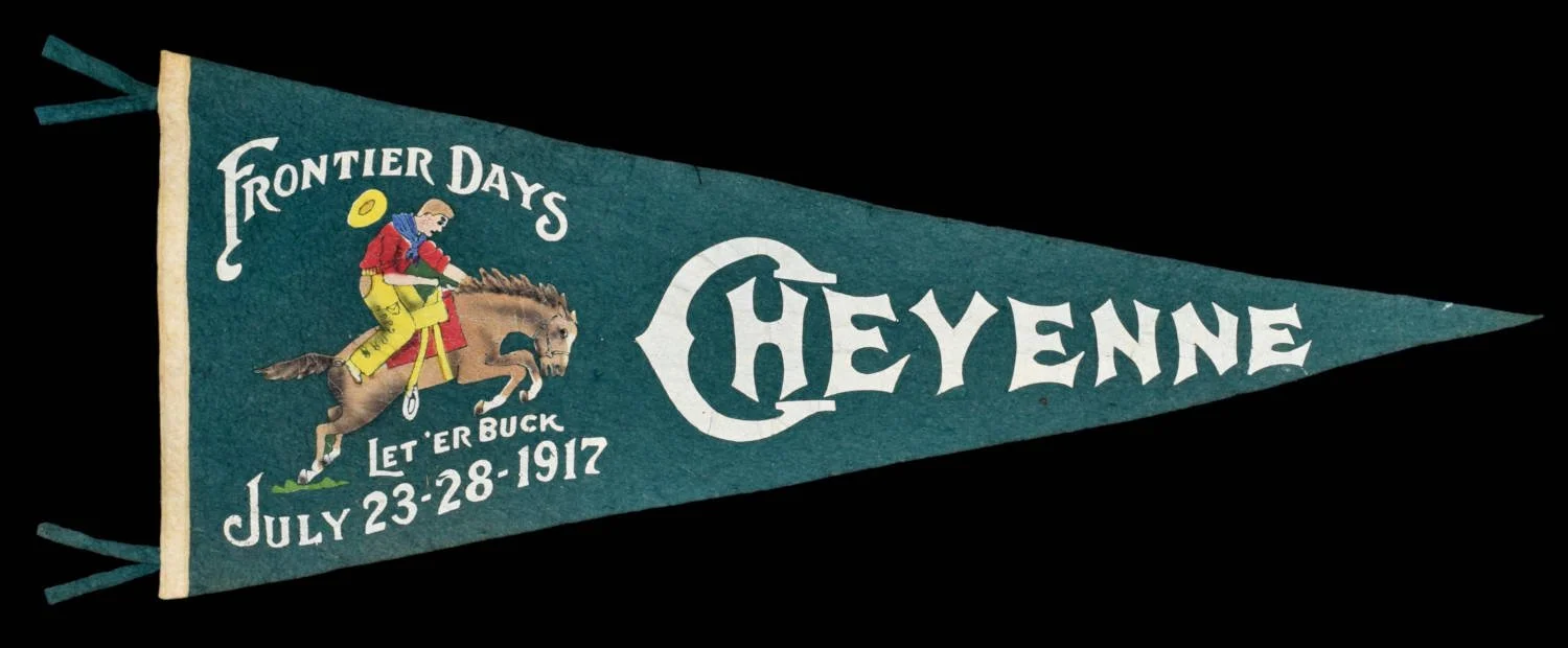 Antique Cheyenne Frontier Days Pennant | Features a Cowboy Atop a Bucking Bronco | Circa 1917