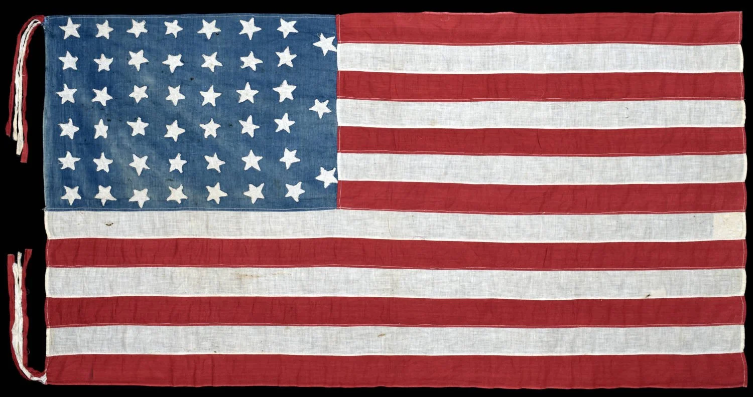 45 Star Antique Flag with a Notched Star Configuration | An Attractive Homemade Example | Utah Statehood | Circa 1896-1907