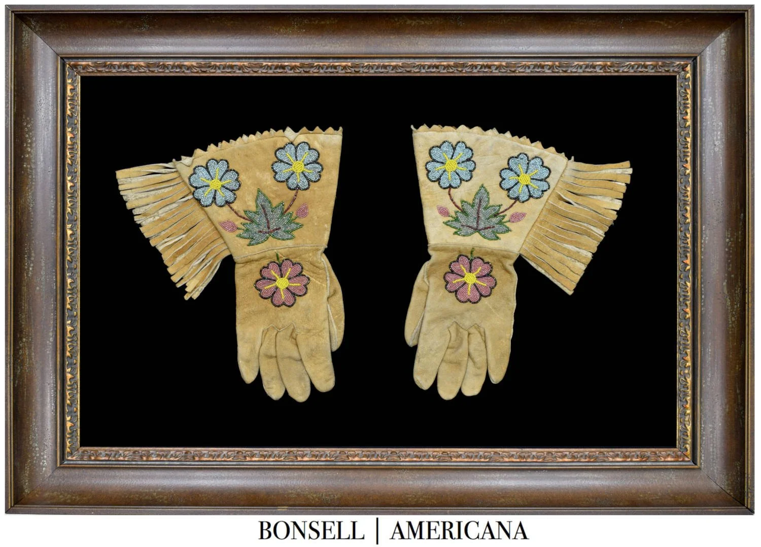 Attractive Northern Cree Indian Bead-Decorated Gauntlets | Circa 1910-1920