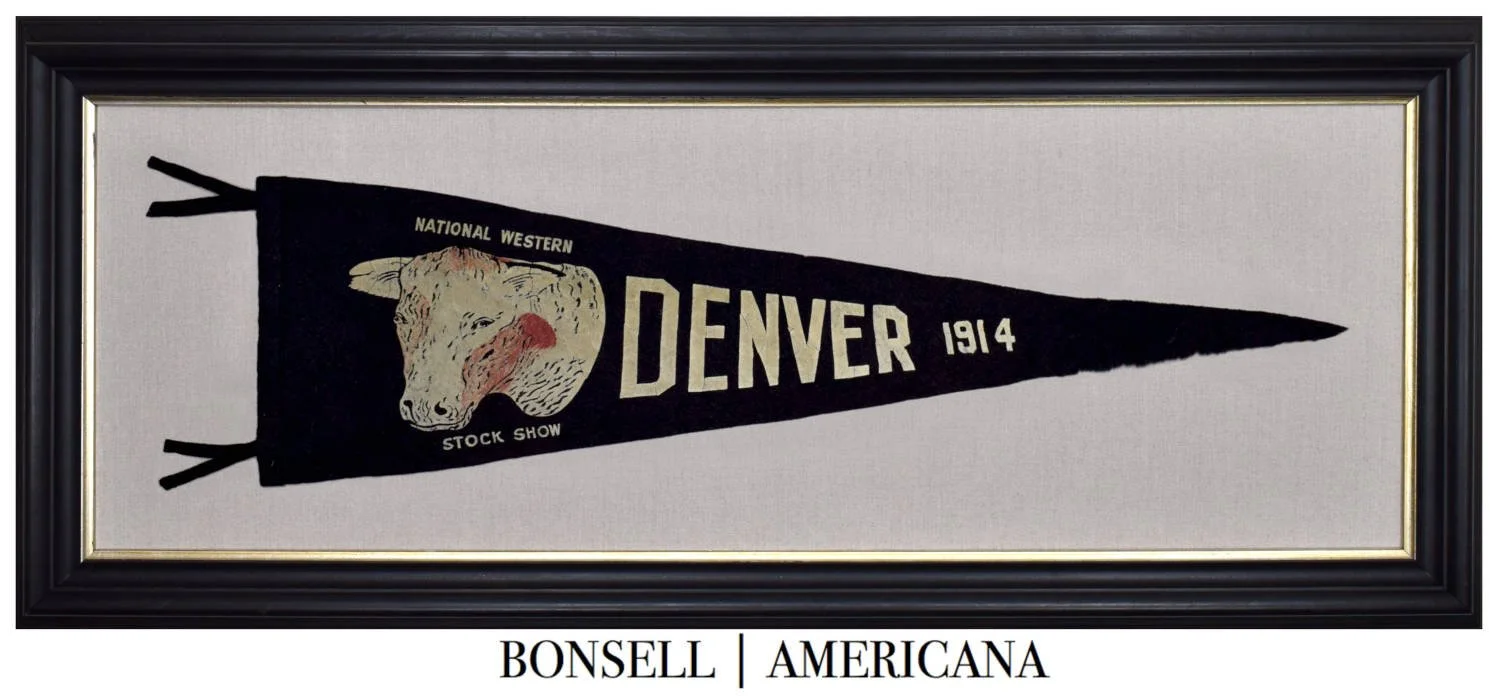 Fantastic National Western Stock Show Pennant | The Earliest Denver Stock Show Pennant that We Have Encountered | Circa 1914