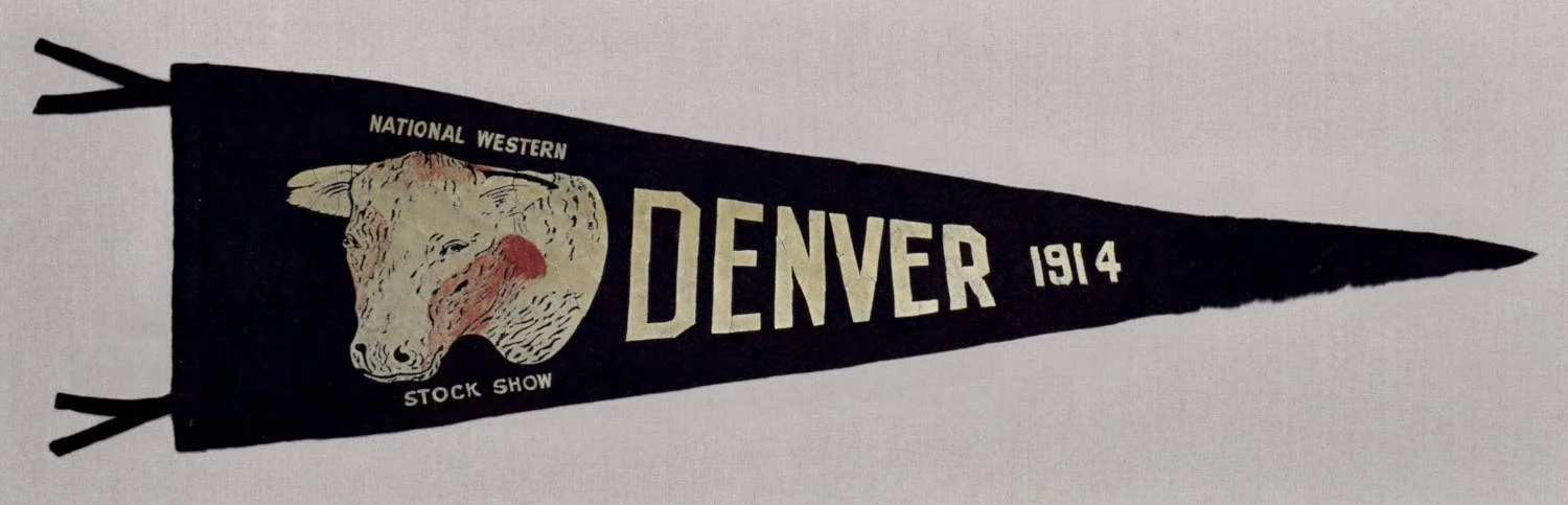 Fantastic National Western Stock Show Pennant | The Earliest Denver Stock Show Pennant that We Have Encountered | Circa 1914