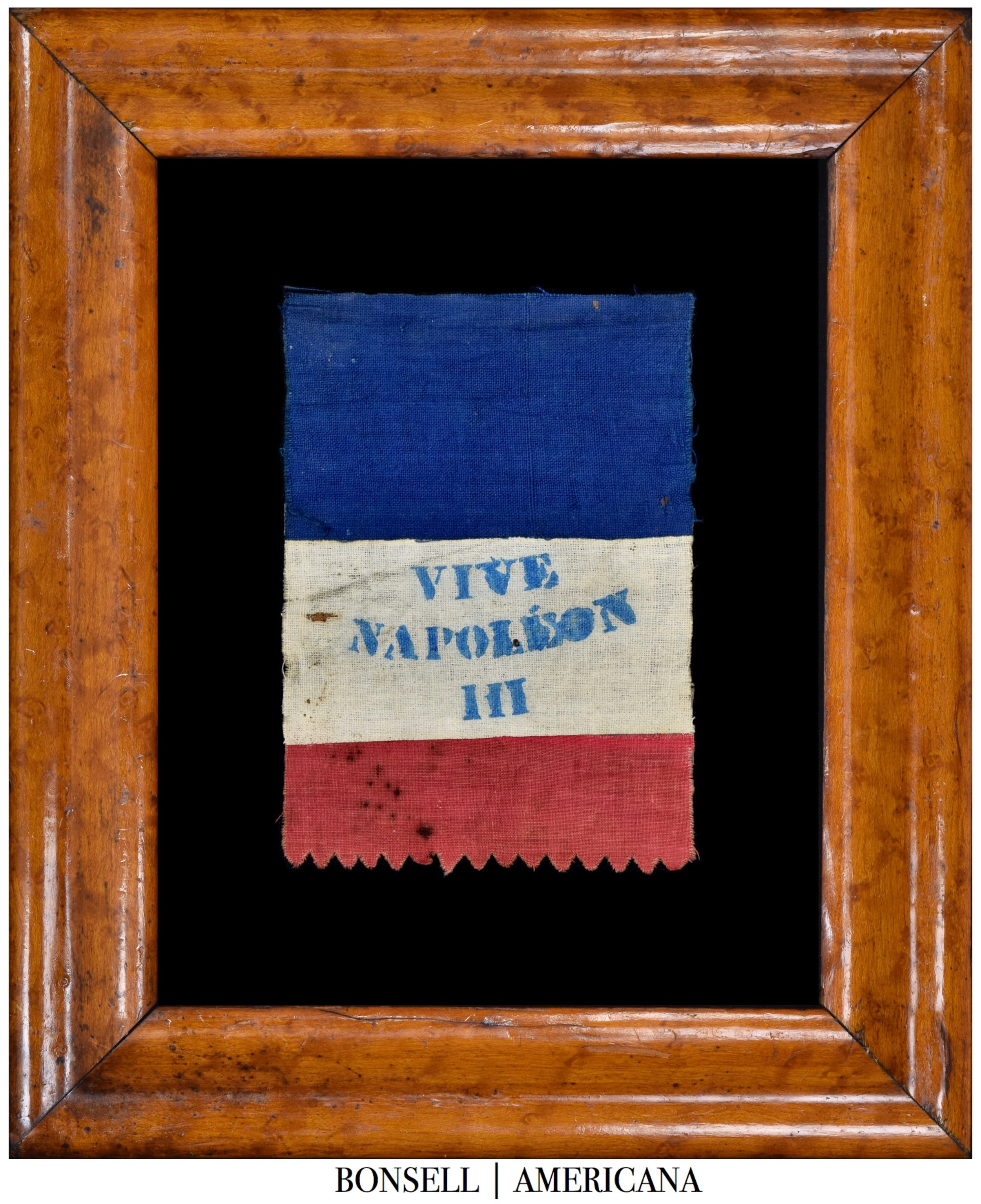 Scarce French Tricolor Flag with a VIVE NAPOLEAN III Overprint | Used as a Tribute to the Late Emperor | Circa 1873