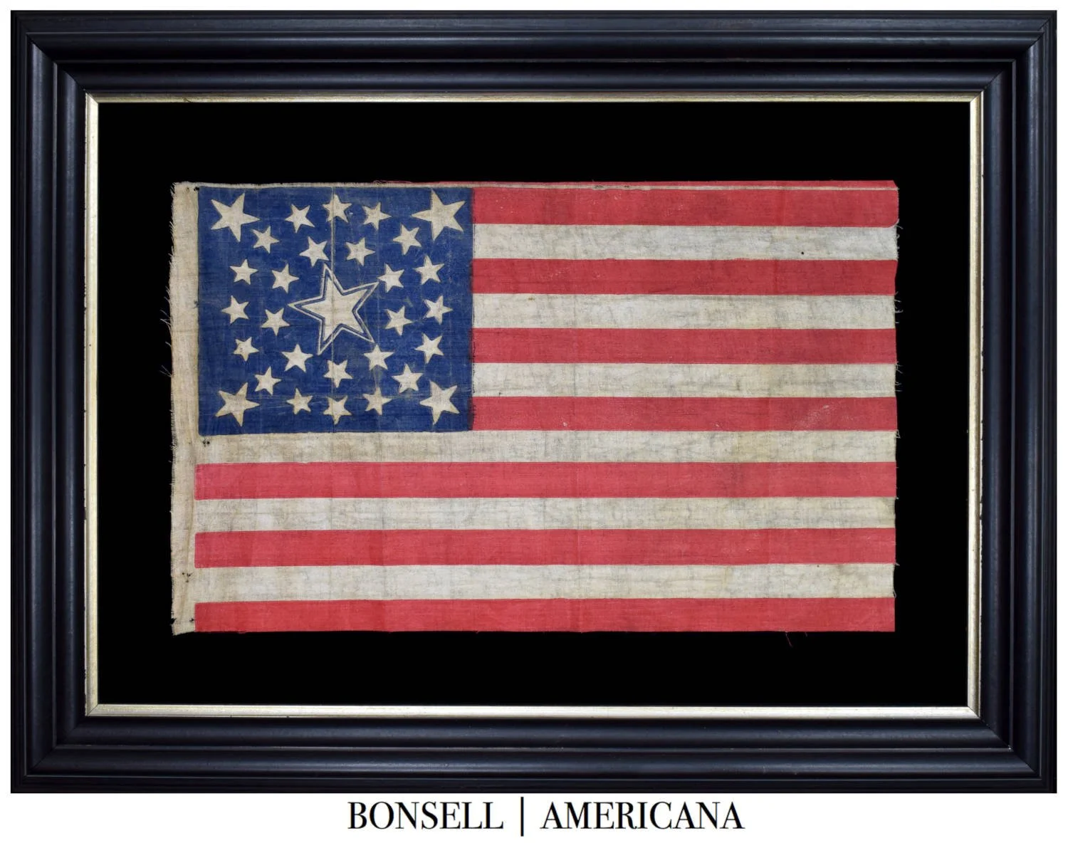 Outstanding 30 Star Antique US Flag with a Medallion Configuration and Haloed Center Star | One of Approximately 10-15 Known Examples | Wisconsin Statehood | Circa 1848-1851