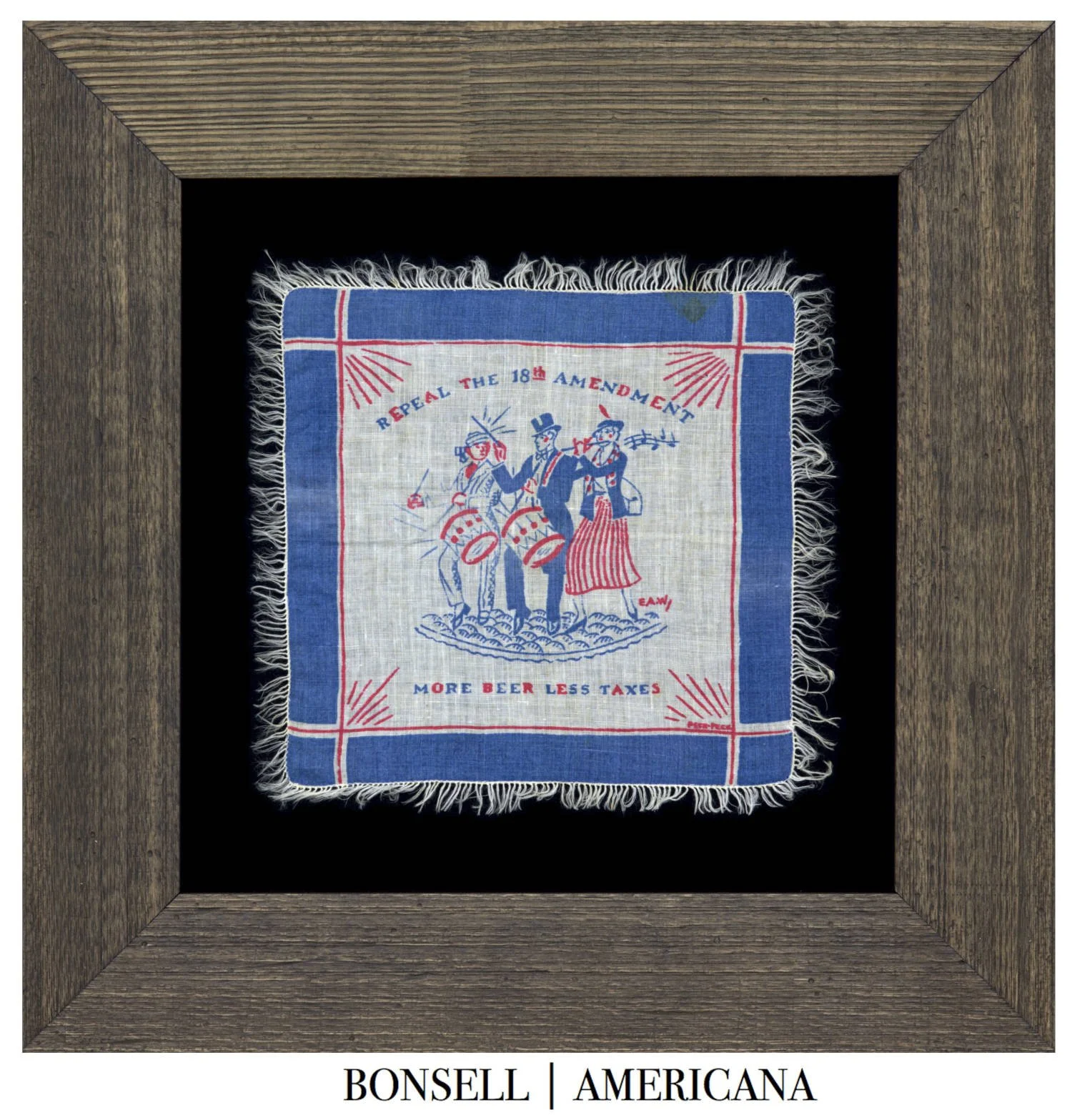 Antique Kerchief for the Repeal of the 18th Amendment | More Beer Less Taxes | Made by PECK & PECK | Circa 1932-1933