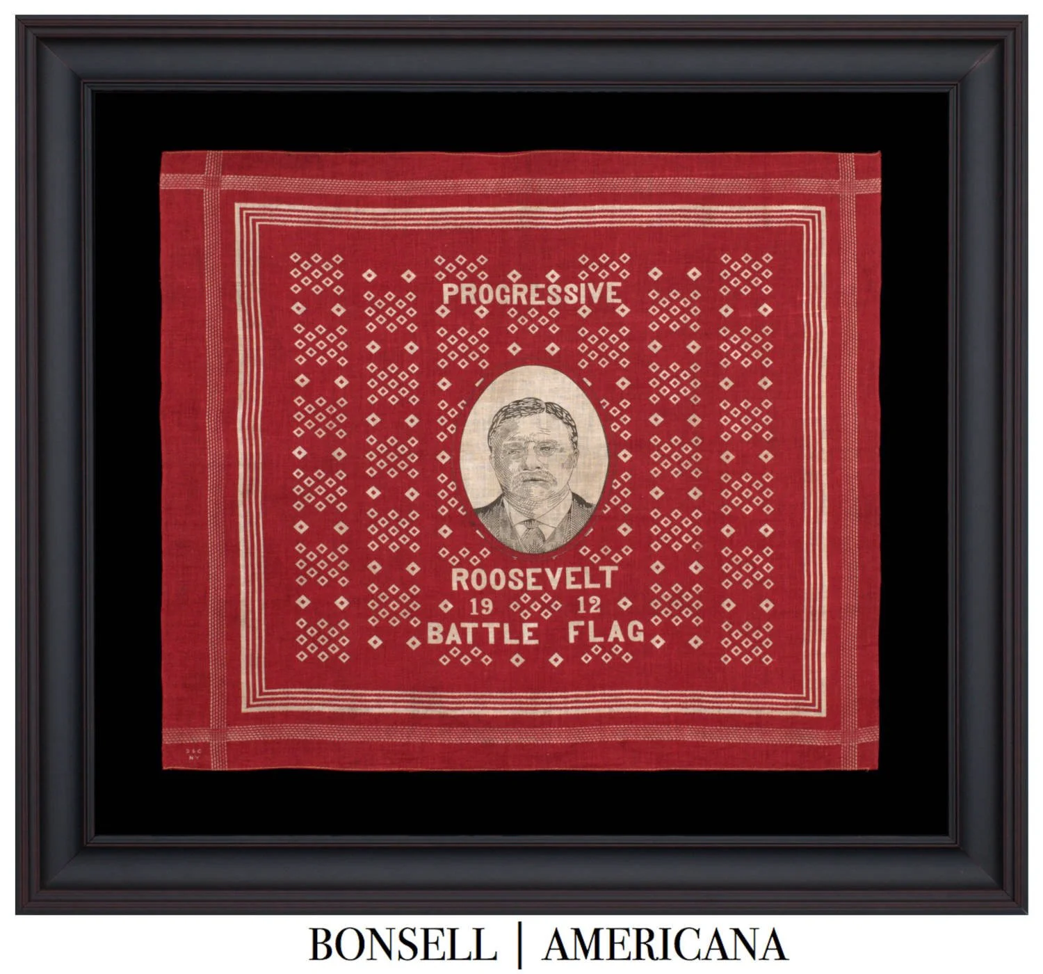 Antique Teddy Roosevelt Battle Flag Campaign Kerchief | Circa 1912