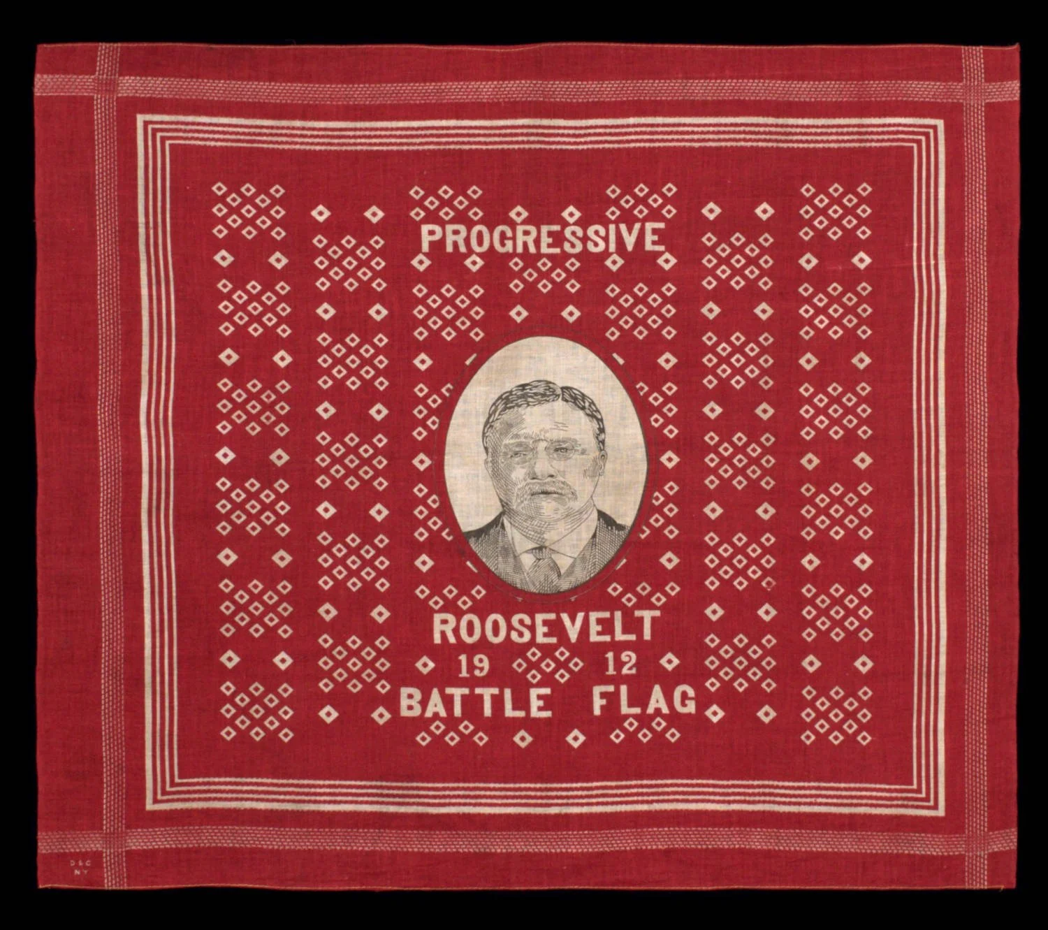 Antique Teddy Roosevelt Battle Flag Campaign Kerchief | Circa 1912