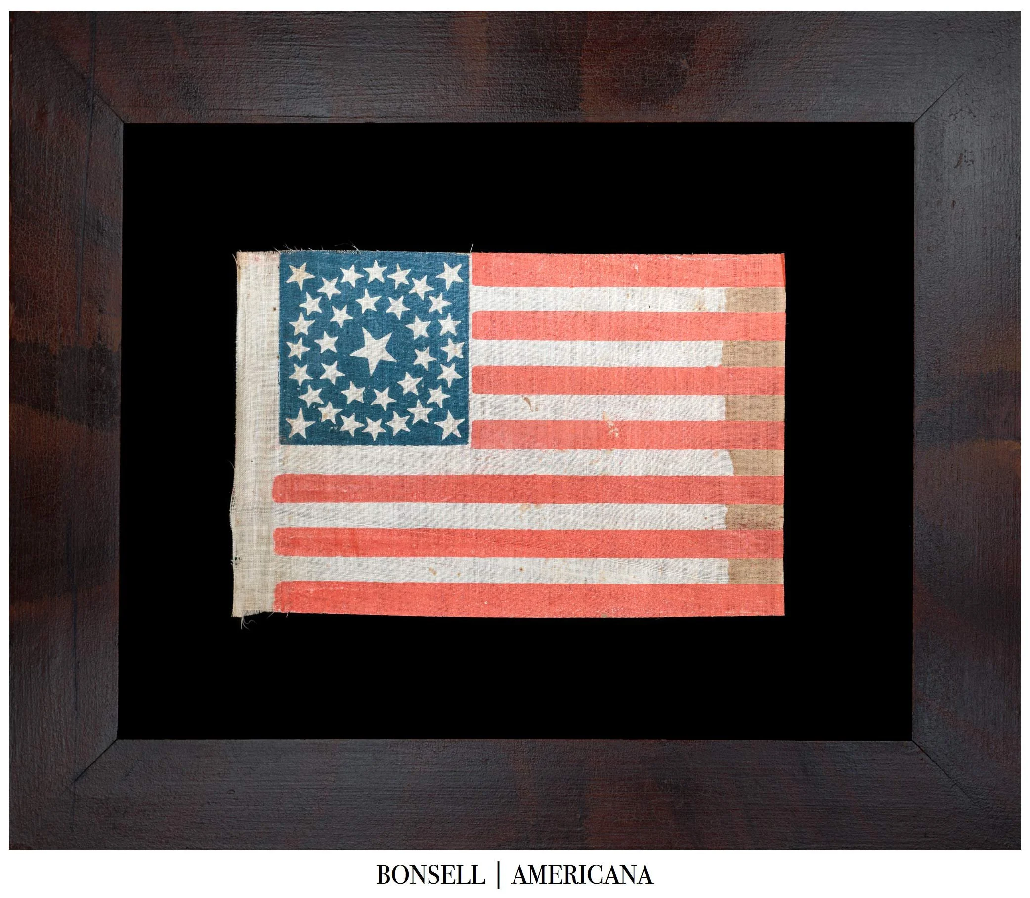 Rare 35 Star Parade Flag | Folksy Medallion Configuration | Civil War Period | West Virginia Statehood | Circa 1863–1865