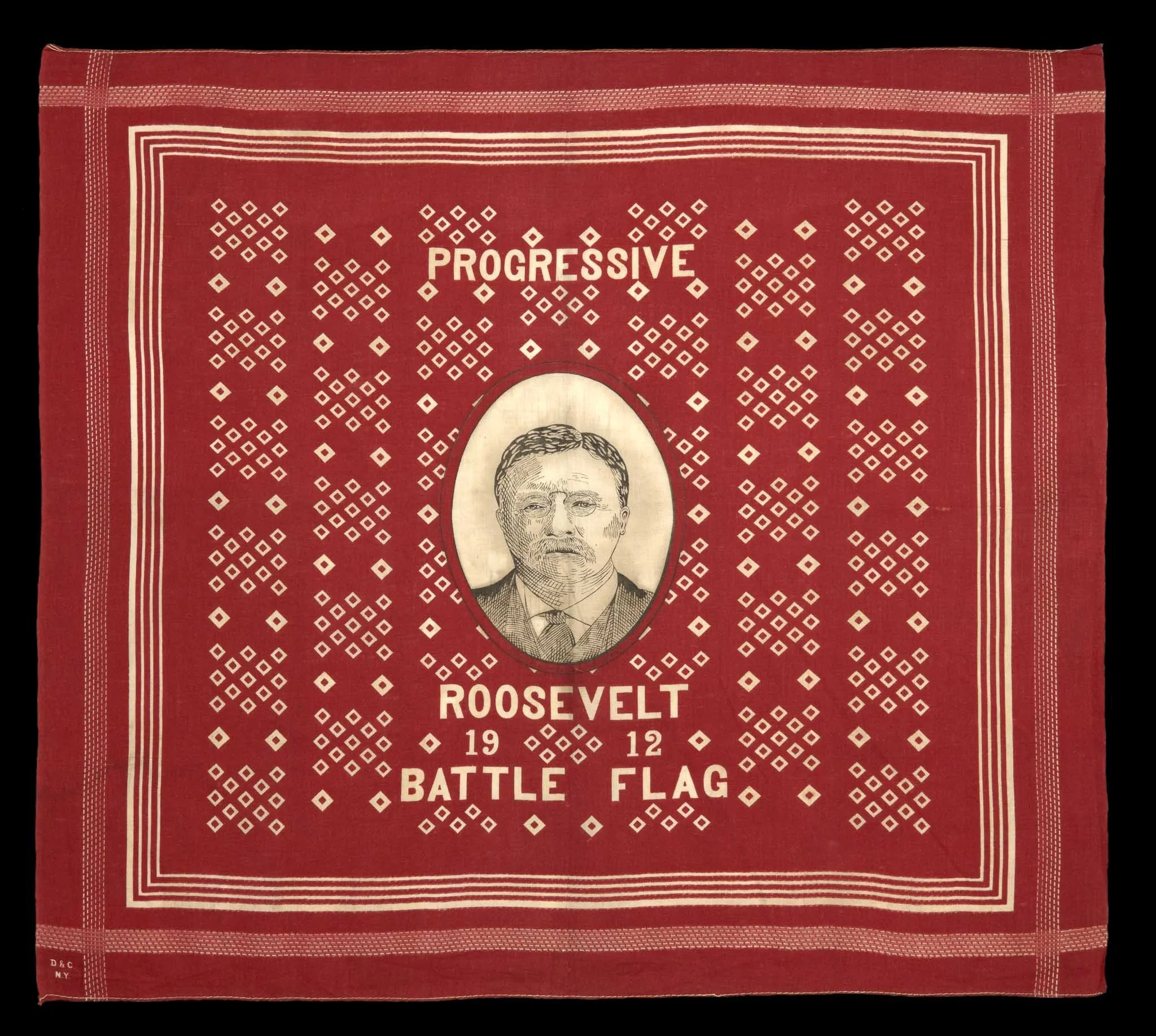 Teddy Roosevelt Progressive Battle Flag Bandanna | A Campaign Textile Celebrating the Vision of the Bull Moose Party | Circa 1912