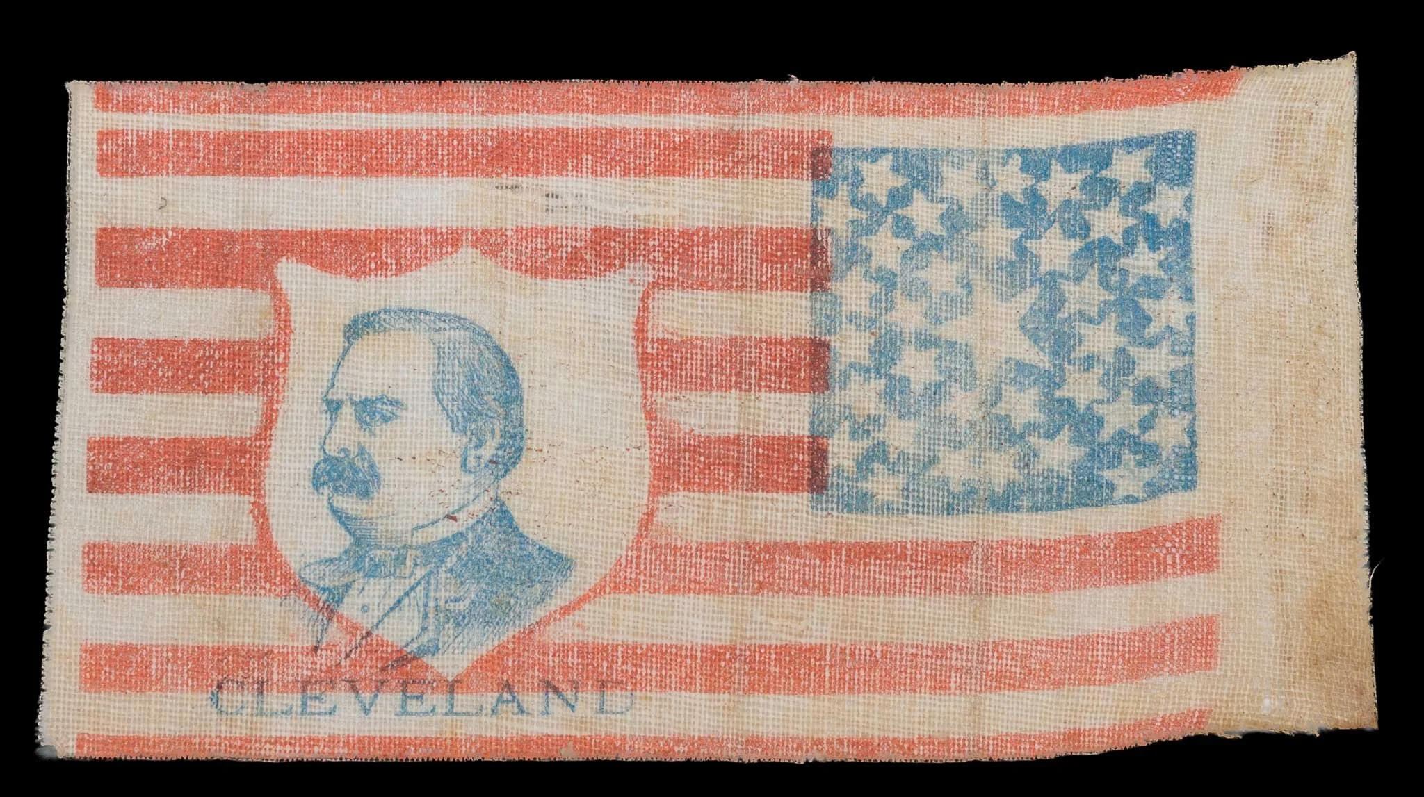 Grover Cleveland Portrait Campaign Flag | 36-Star Medallion Configuration | Unusual Shield Portrait Design | Circa 1884