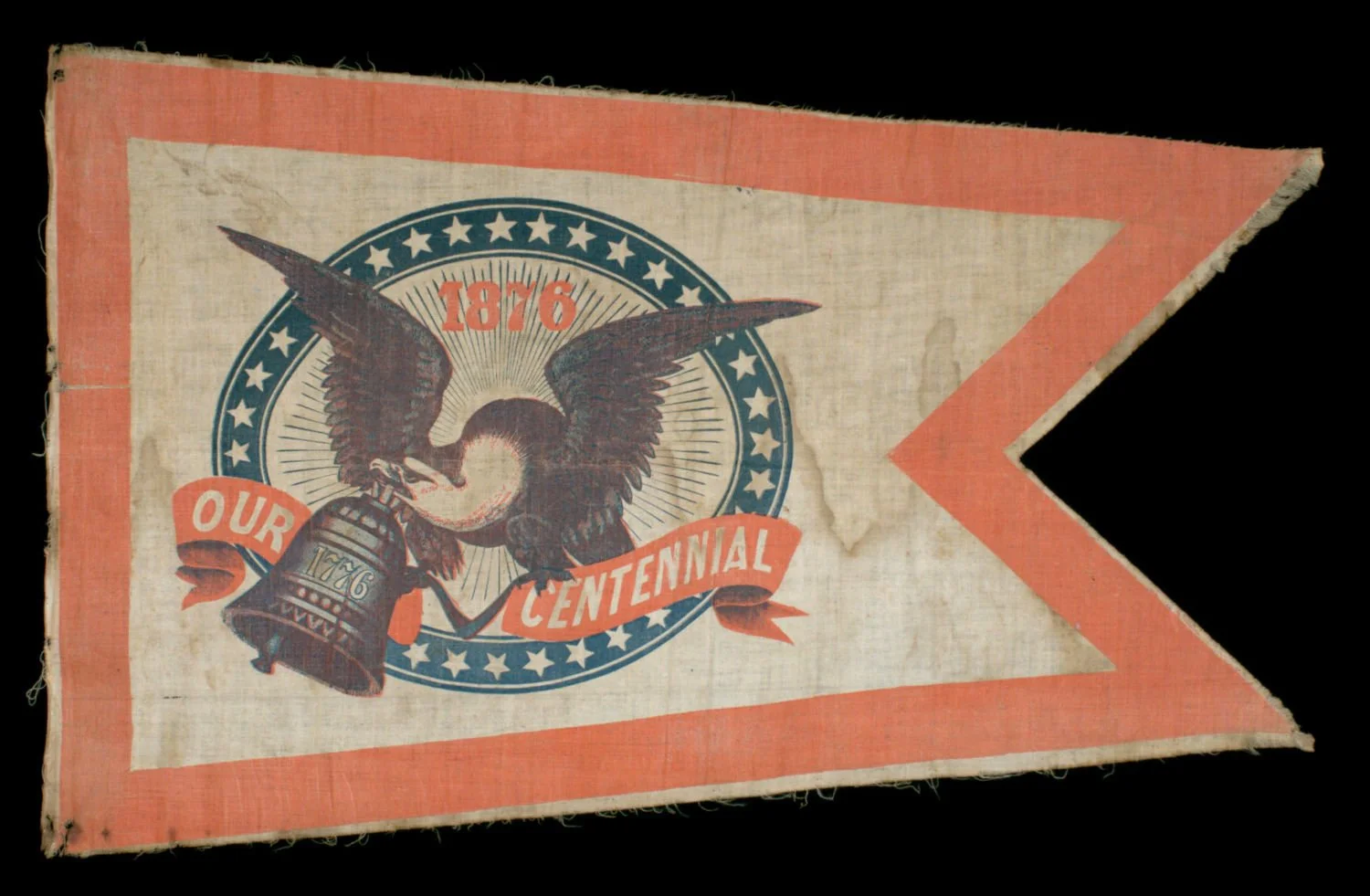 Rare 1876 Swallowtail Flag Celebrating America’s Centennial | One of the Finest Centennial Textiles We Have Encountered | Circa 1876