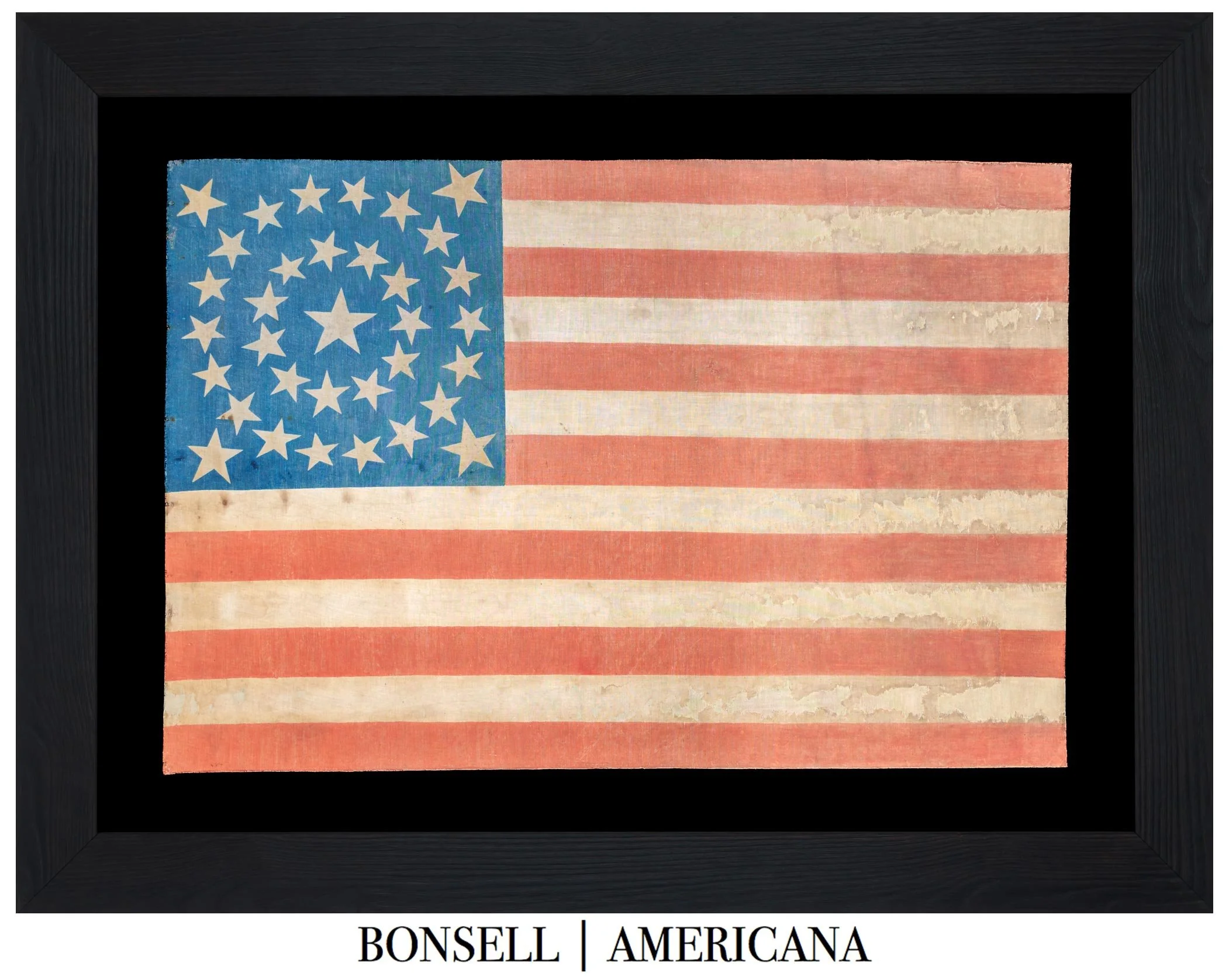 Important 34 Star Civil War Parade Flag with Rare Medallion Configuration & Baltimore Lincoln Funeral Note | Kansas Statehood | Circa 1861-1863
