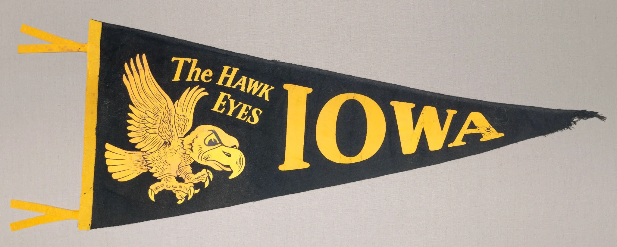 Vintage University of Iowa Hawkeyes Felt Pennant | “The Hawk Eyes” | Circa 1950–1960