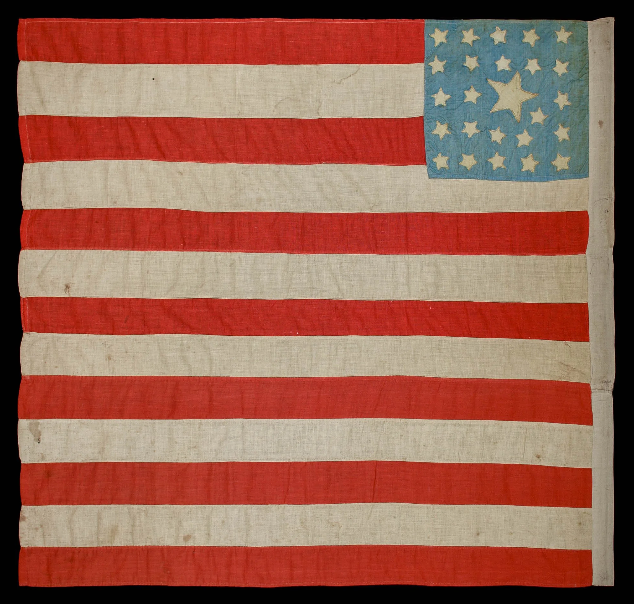 Spectacular 25 Star Antique American Flag | Featuring a Large Central Star Surrounded by Two Rows Above and Two Below | Circa 1876
