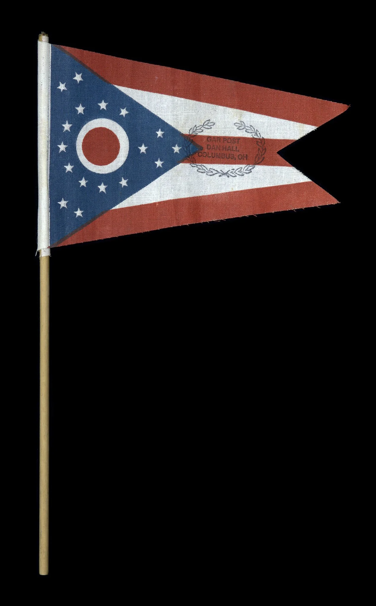 Ohio State Flag with Civil War Veteran’s Memorial Overprint | Made to Commemorate Daniel M. Hall, National Commander of the Grand Army of the Republic, and His Legacy of Service | Circa 1925