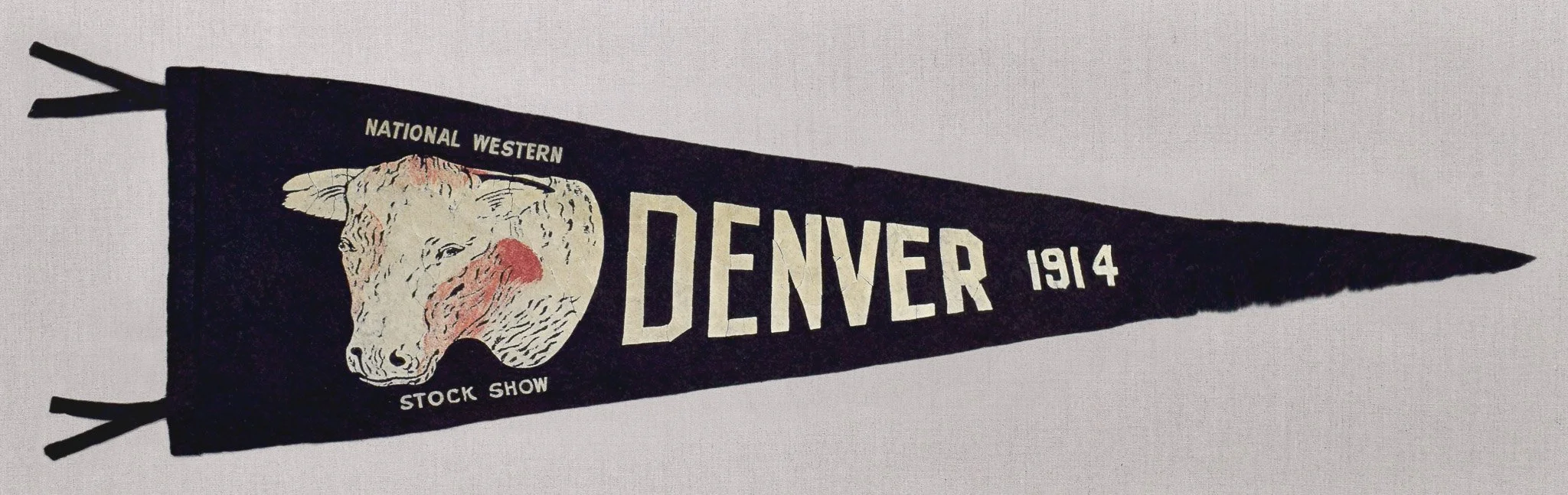 Fantastic National Western Stock Show Pennant | The Earliest Denver Stock Show Pennant We Have Encountered | Circa 1914