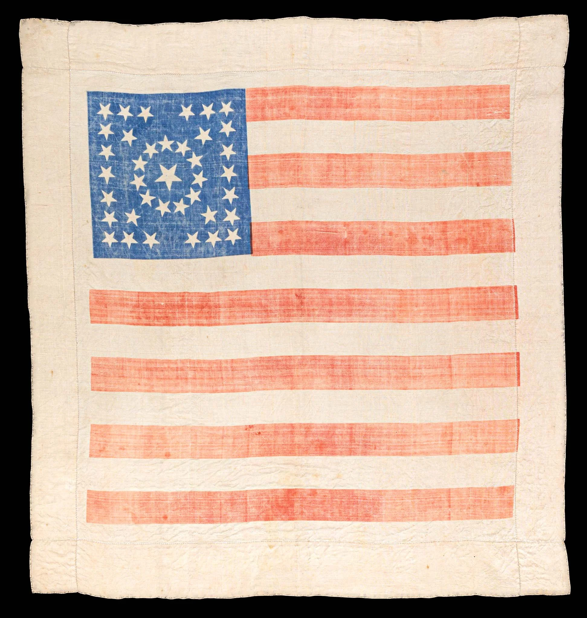 Rare 38 Star Silk Flag Bandanna | Unusual and Attractive Medallion Star Pattern | Documented in Threads of History | Colorado Statehood | Circa 1888