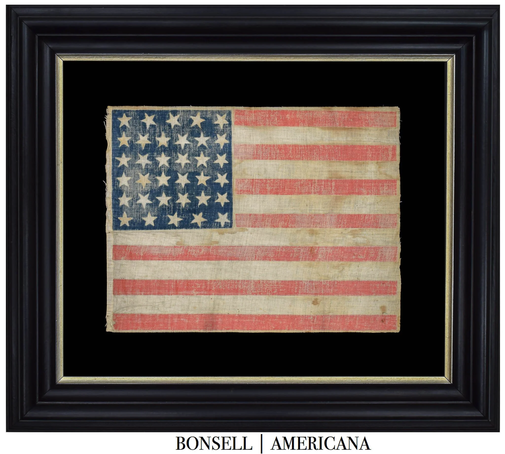 Attractive and Rare 34 Star Antique Flag with a 5-6-6-6-6-5 Pattern | Kansas Statehood | Circa 1861-1863
