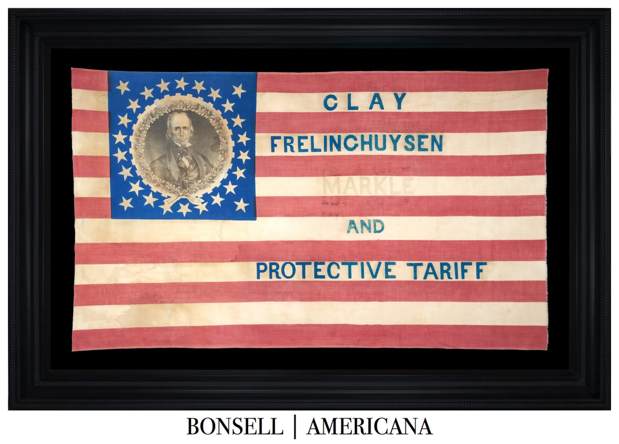 26 Star Antique American Campaign Flag | Henry Clay & Theodore Frelinghuysen | Markle & Protective Tariff Variant | Circa 1844