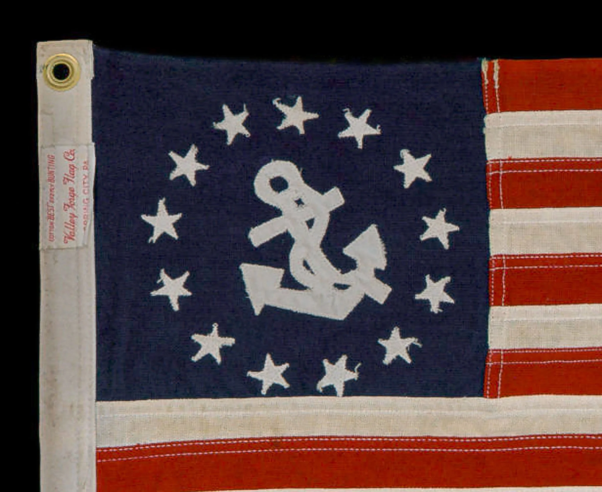 13 Star Antique Yacht Flag with Valley Forge Flag Company Tag-3.jpg
