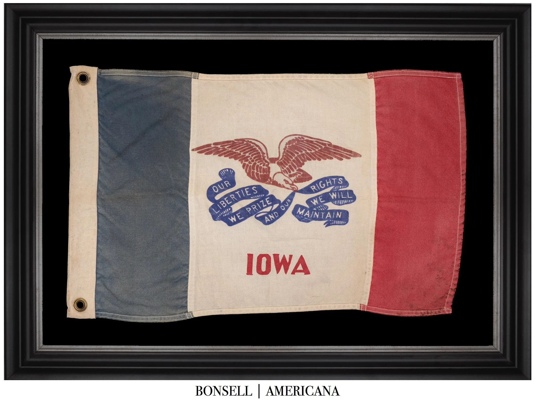 Vintage Iowa State Flag | Printed Eagle & State Motto | Circa 1940–1960
