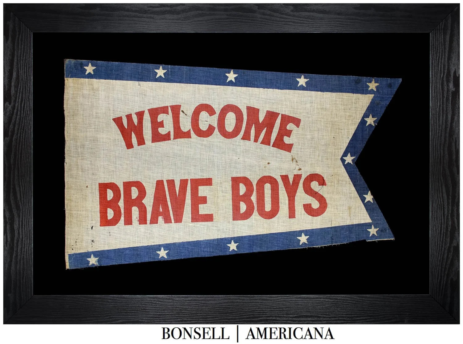 “Welcome Brave Boys” Banner | Swallowtail Form with 13 Stars Around the Border | An Exceptional Civil War Veteran Banner | Circa 1876-1885