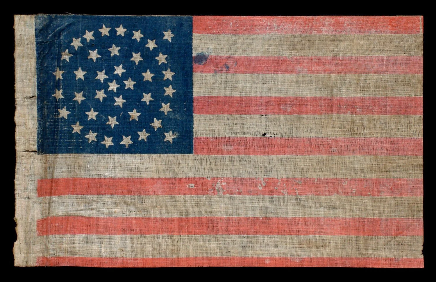 Outstanding 38 Star Antique Flag with an Offset Medallion | Colorado Statehood | Circa 1876-1889