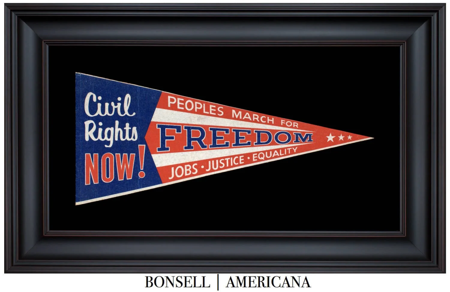 Spectacular Civil Rights Now Freedom Pennant | A Historic Artifact from the Iconic March on Washington for Jobs and Freedom, Commemorating a Pivotal Moment in Civil Rights History | Circa 1963