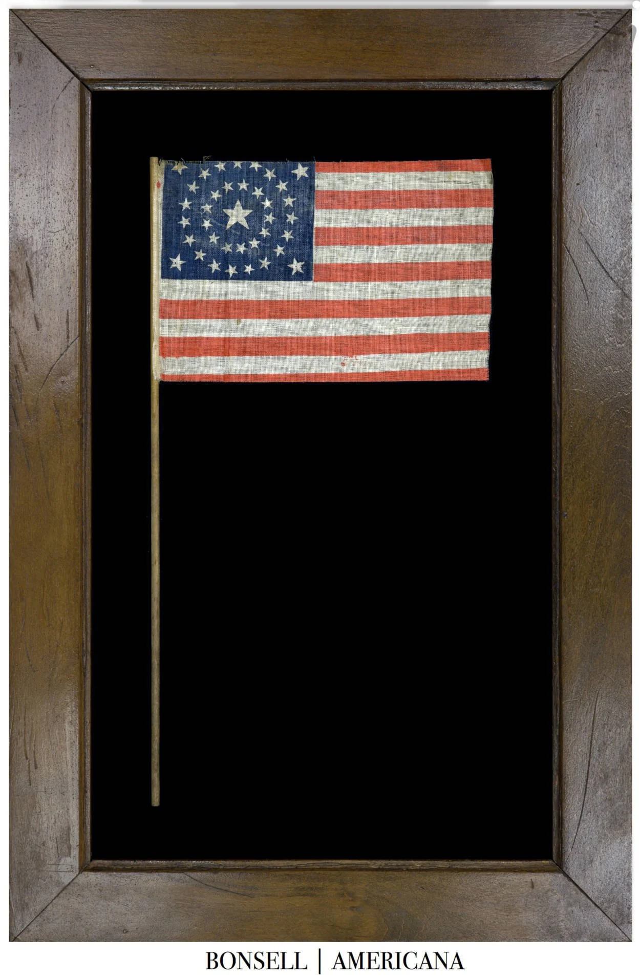 Rare 37 Star Antique Parade Flag with a Medallion Pattern and Flanking Stars | Nebraska Statehood | Circa 1867-1876