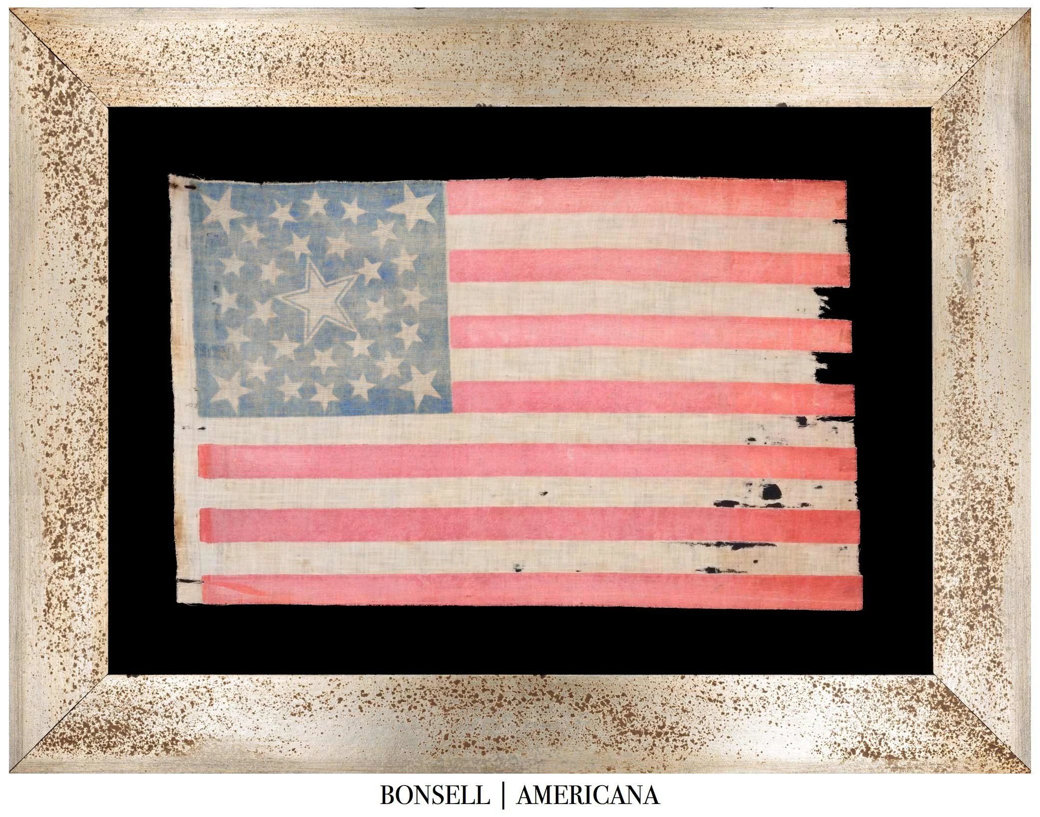 Rare 30 Star Antique American Flag | Elaborate Medallion with Haloed Center Star | Wisconsin Statehood | Circa 1848–1851