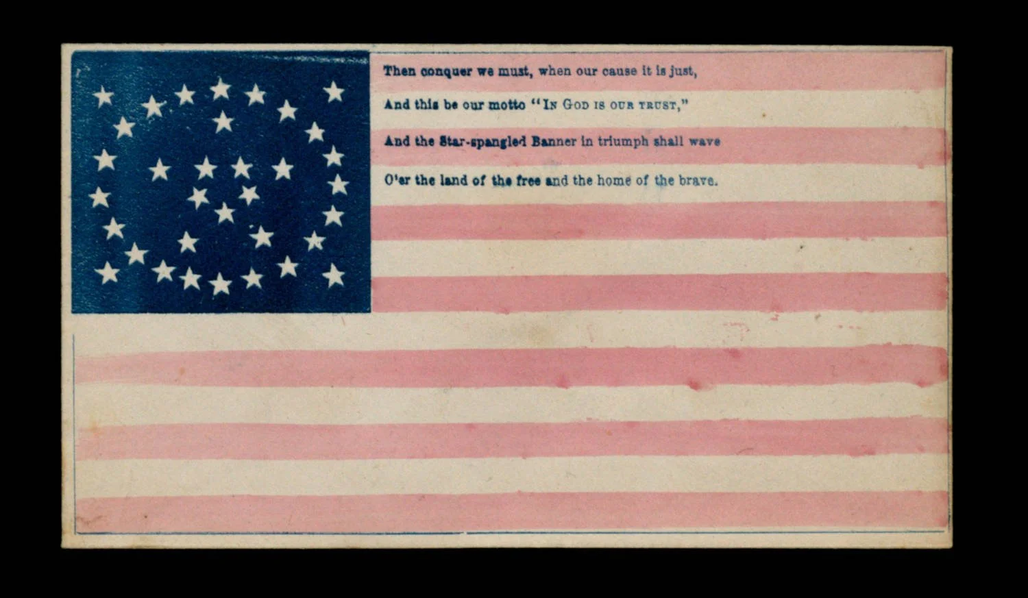 Rare Civil War-Era 34 Star Flag Envelope | Features a Medallion Star Configuration and Lines from The Star-Spangled Banner | Kansas Statehood | Circa 1861-1863