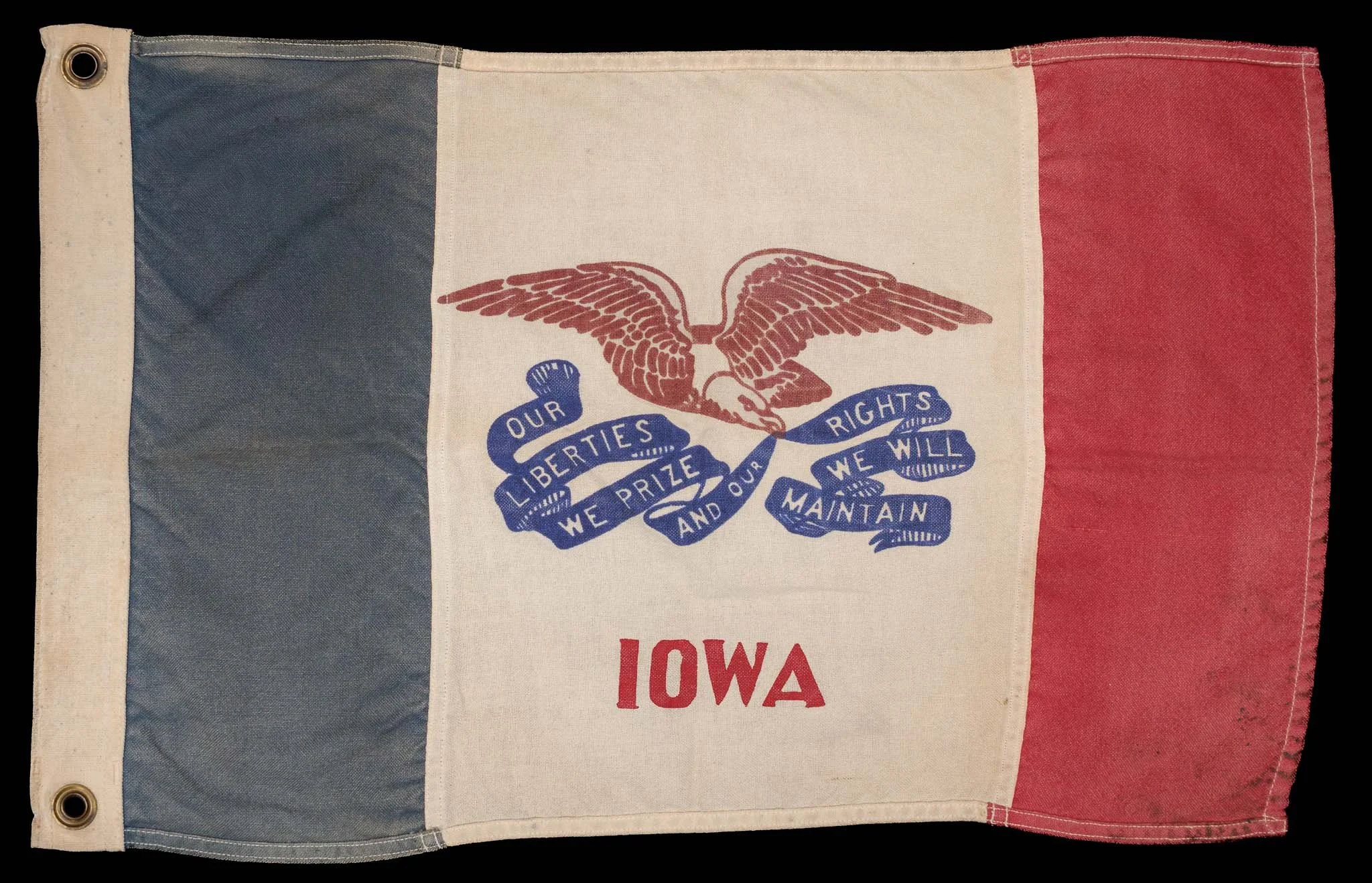 Vintage Iowa State Flag | Printed Eagle & State Motto | Circa 1940–1960