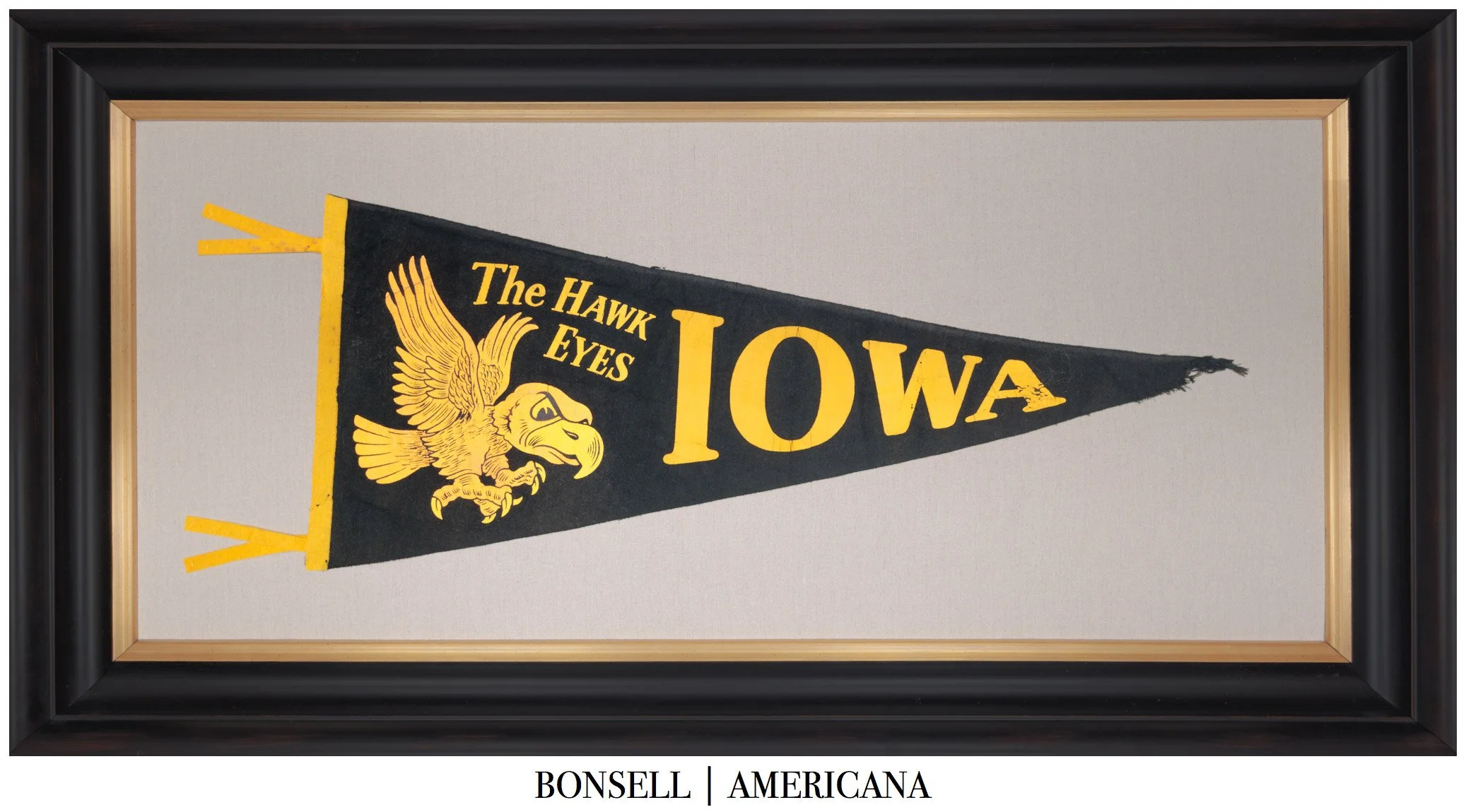 Vintage University of Iowa Hawkeyes Felt Pennant | “The Hawk Eyes” | Circa 1950–1960