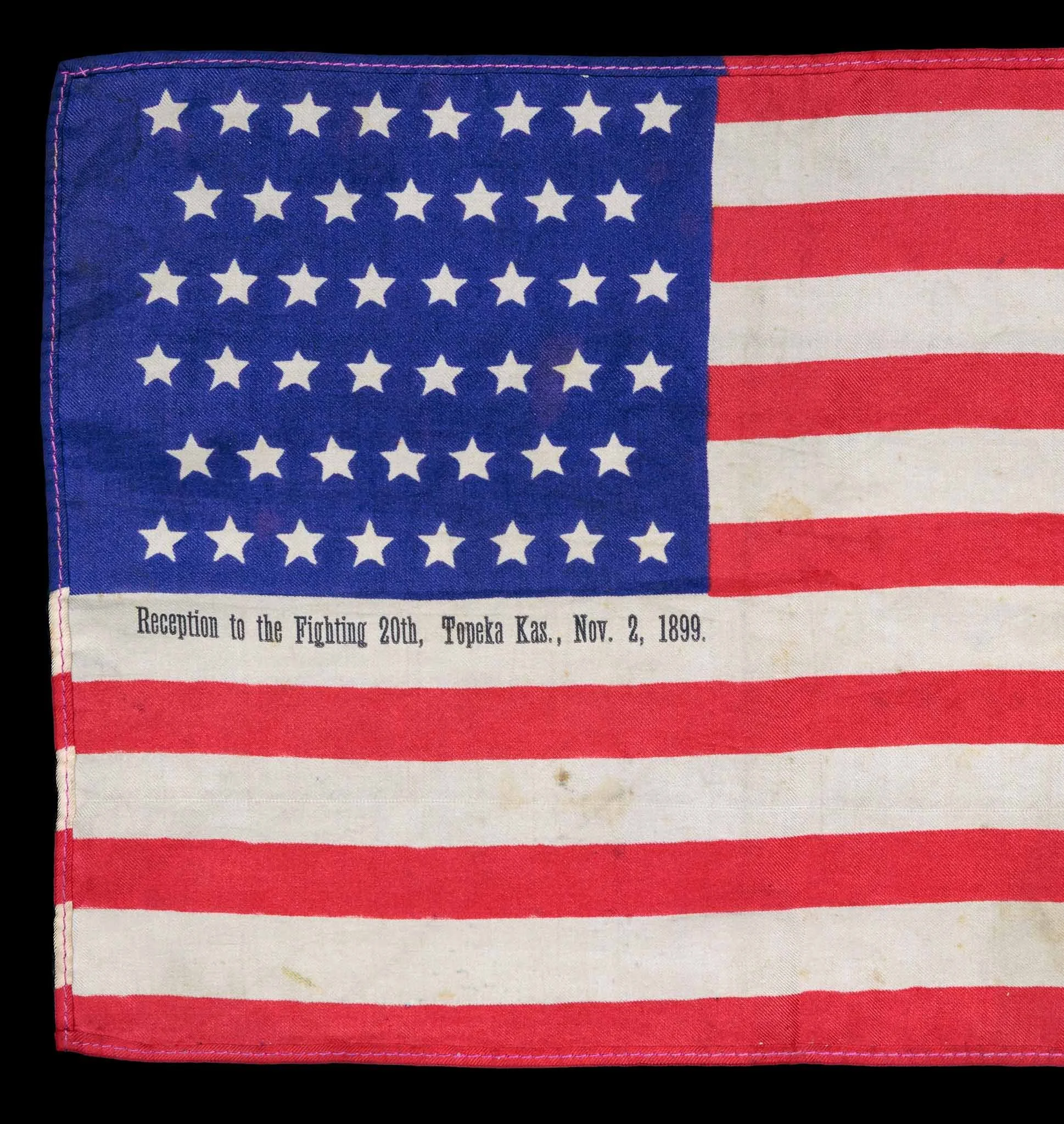 4. 46 Star Antique Flag with Reception to the Fighting 20th Overprint.jpg