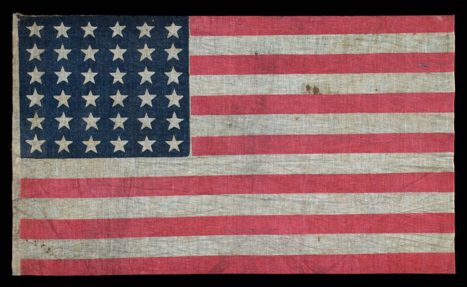 Rare and Attractive 36 Star Antique Flag | Printed on Glazed Cotton | Nevada Statehood | Circa 1864-1867