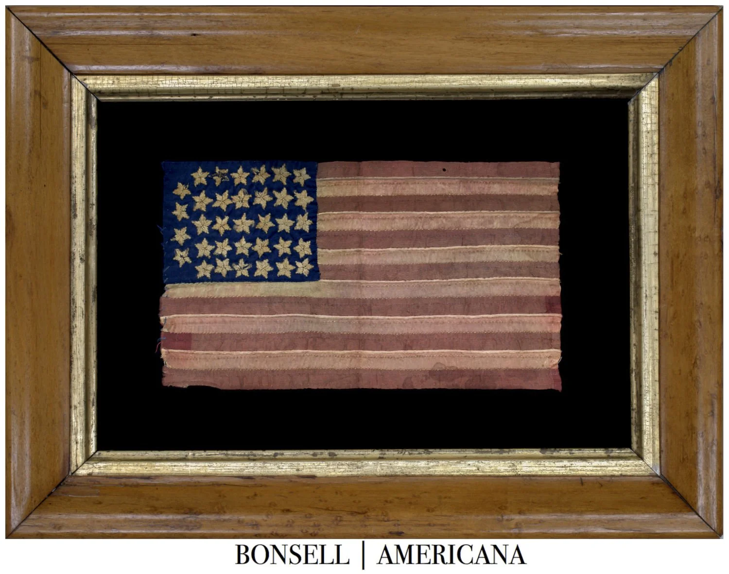 Outstanding 34 Star Bible Flag with Raised Embroidered Stars in a Loosely Linear “U” Formation | Civil War Period | Circa 1861–1863