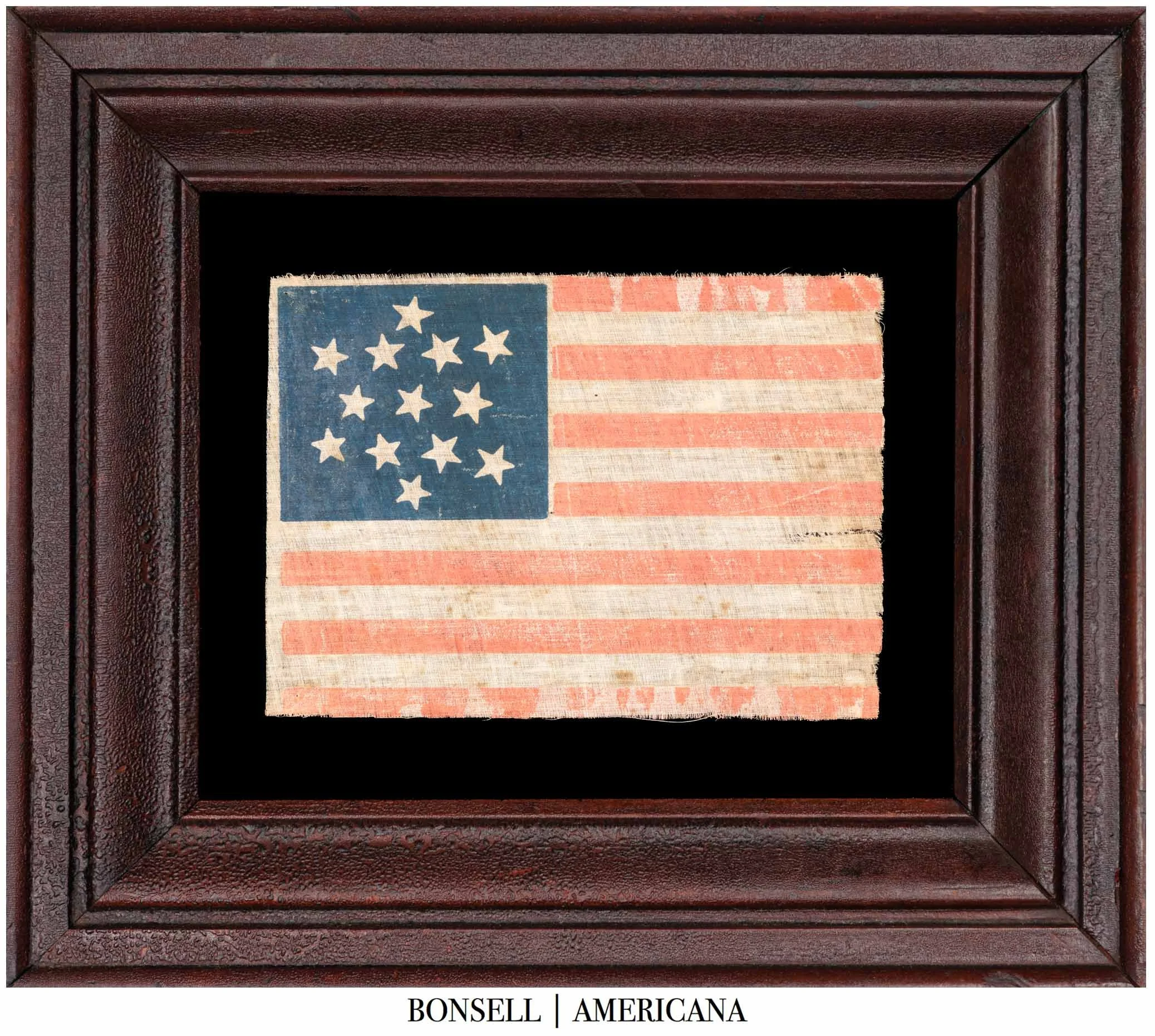 Extremely Rare 13 Star Antique Flag with a Six-Pointed Star Configuration | An Exceptional and Early Parade Flag | Circa 1848-1865