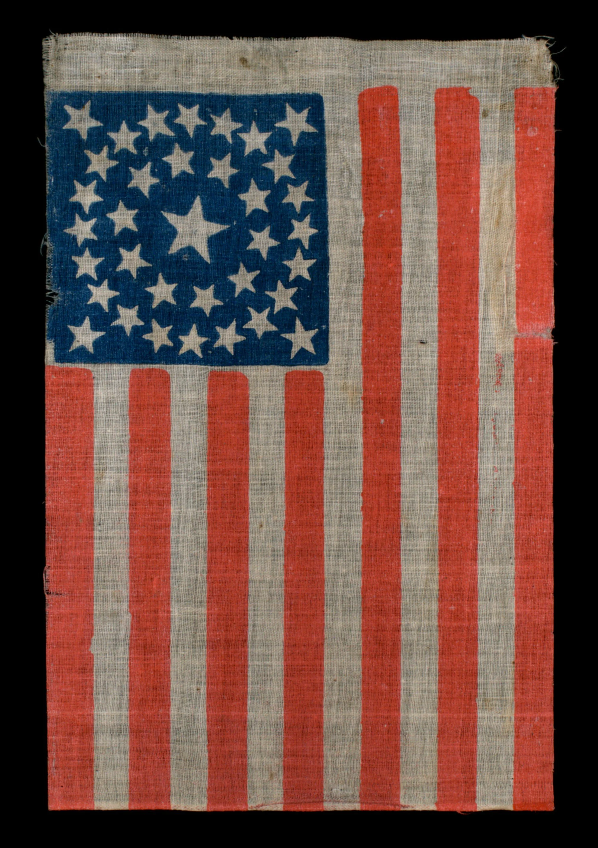 Very Rare 35 Star Antique US Flag with a Medallion Configuration | Composed in a Vertical Format | West Virginia Statehood | Circa 1863-1865