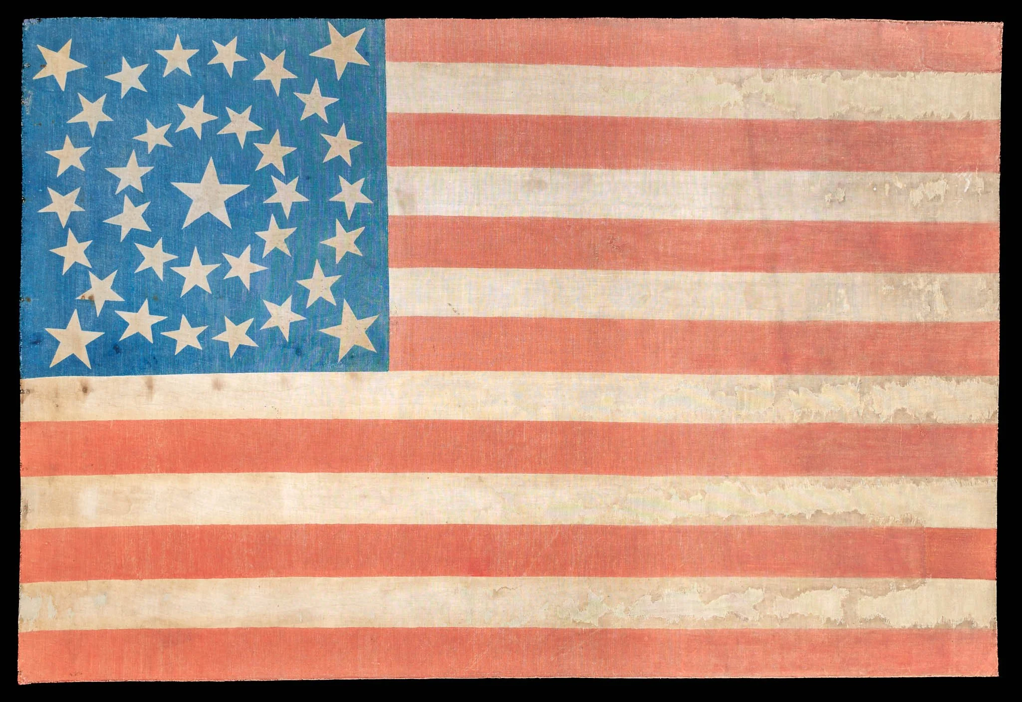 Important 34 Star Civil War Parade Flag with Rare Medallion Configuration & Baltimore Lincoln Funeral Note | Kansas Statehood | Circa 1861-1863