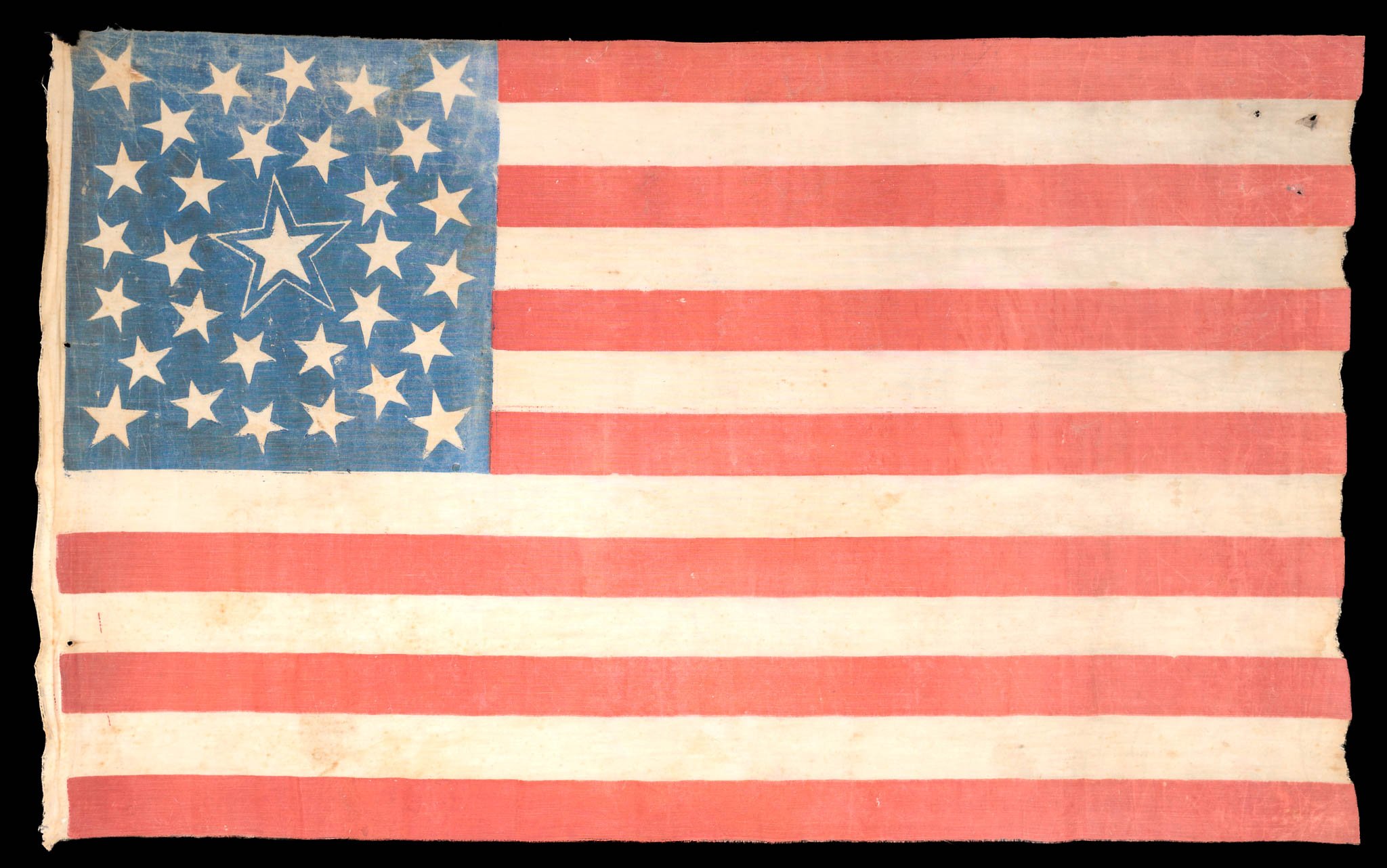 Spectacular and Scarce 31 Star American Parade Flag | Medallion Configuration with Haloed Center Star | California Statehood | Circa 1850–1858