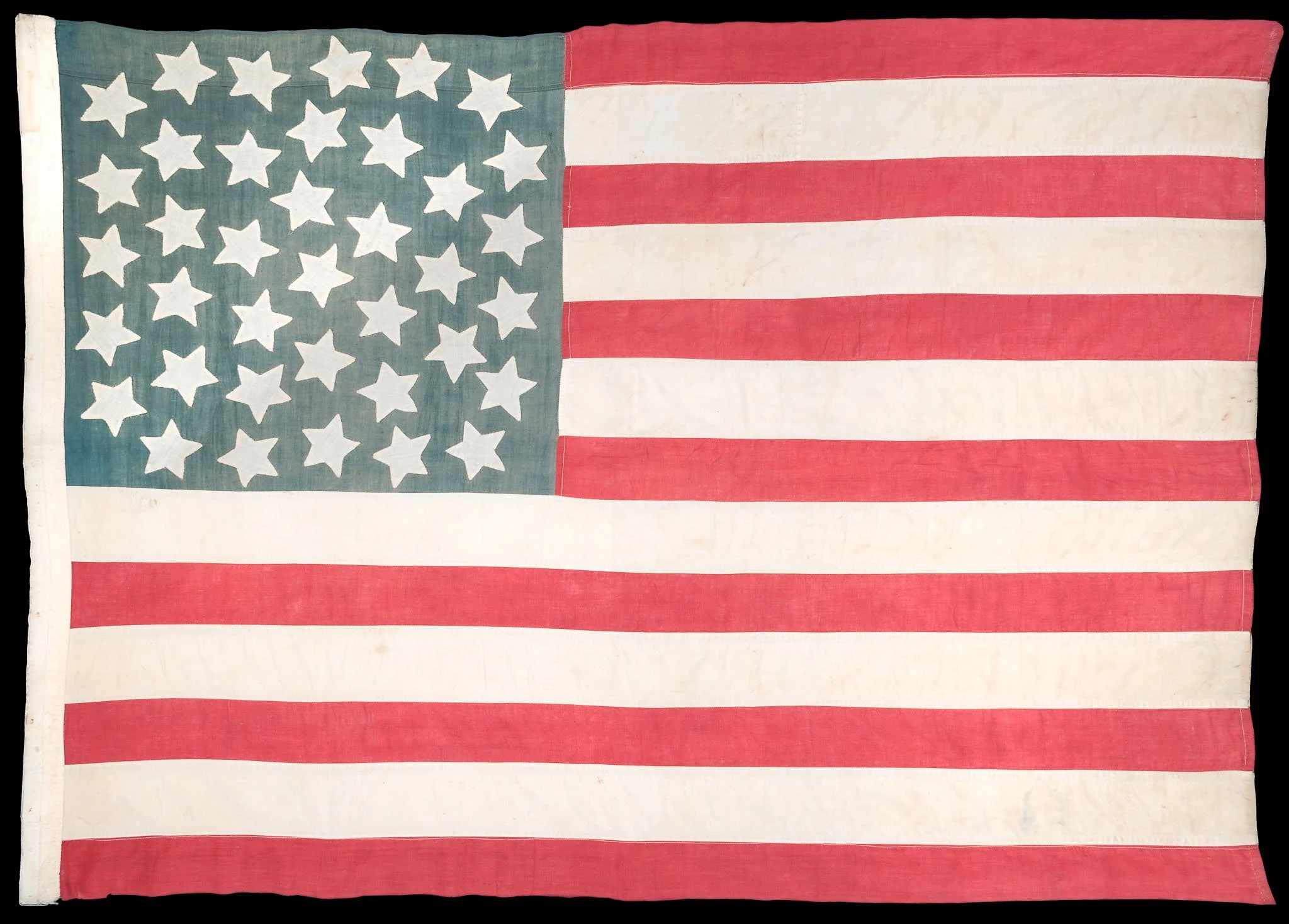 Striking 38 Star American Flag | Rare “Global” Medallion Configuration | Homemade Cotton Construction | Colorado Statehood | Circa 1876-1889