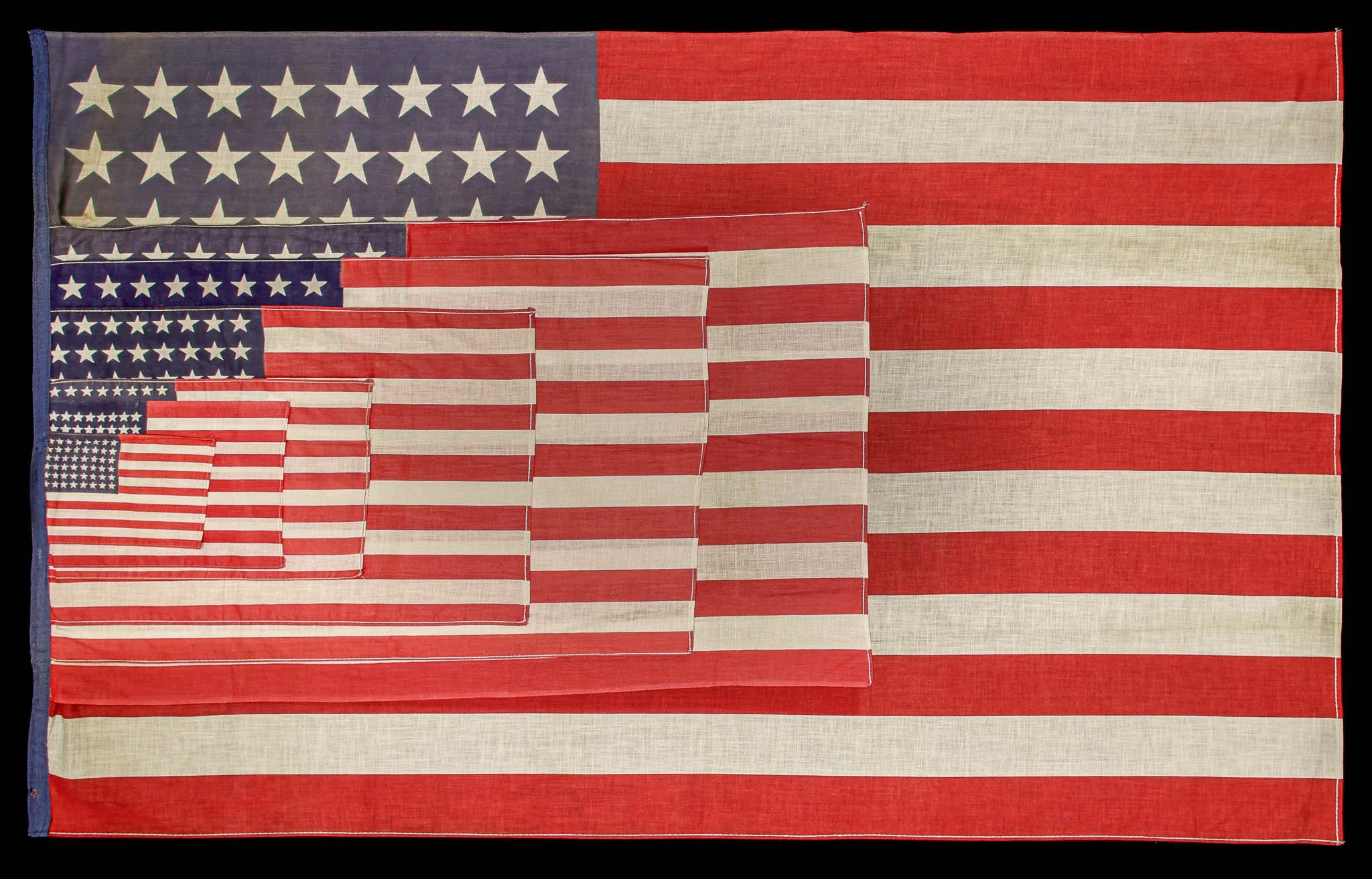 Outstanding 48 Star Antique Flag Salesman Sample | Striking Stacked Construction | Arizona Statehood | Circa 1912–1930