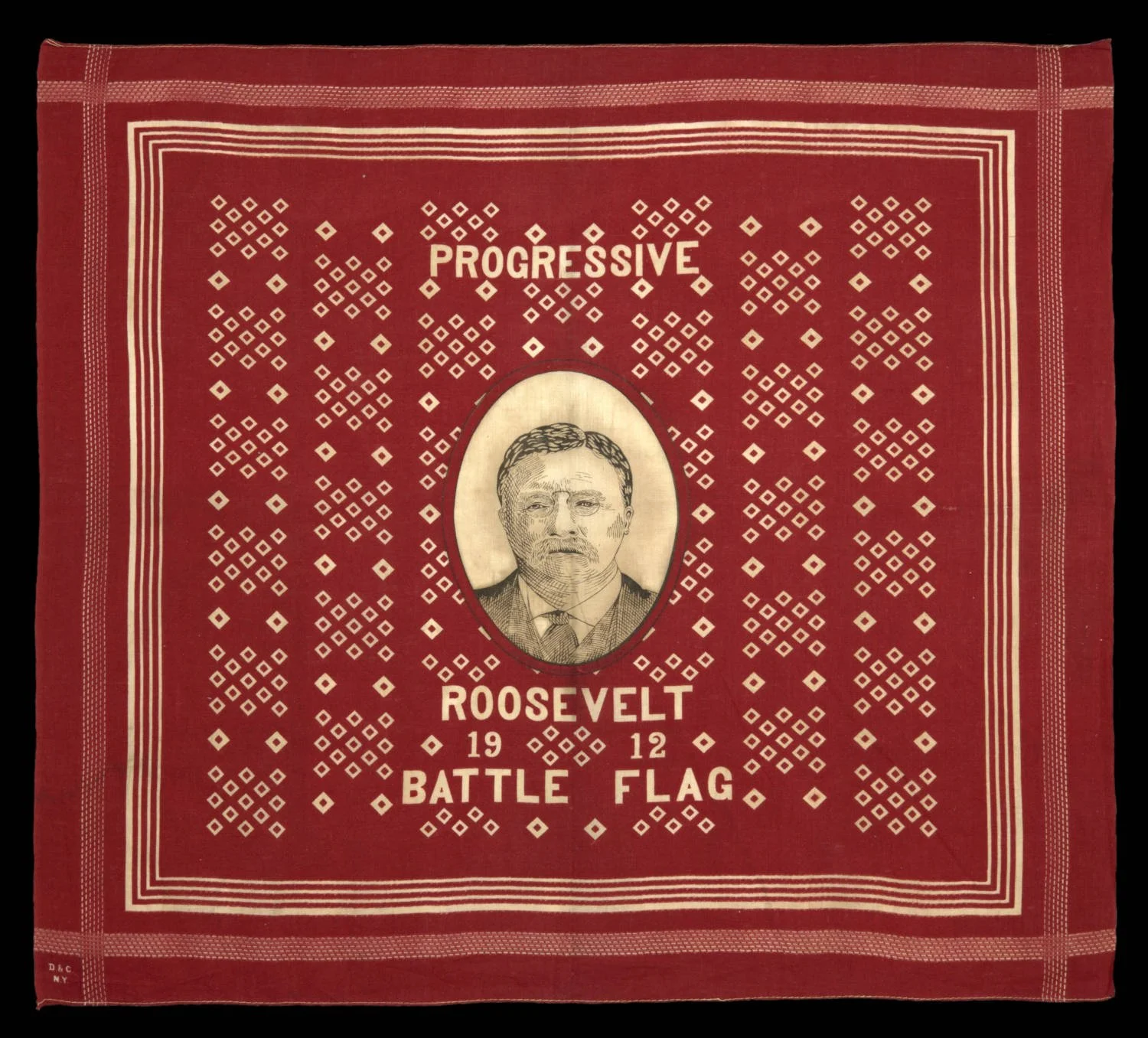 Teddy Roosevelt Progressive Battle Flag Bandanna | A Campaign Textile Celebrating the Vision of the Bull Moose Party | Circa 1912