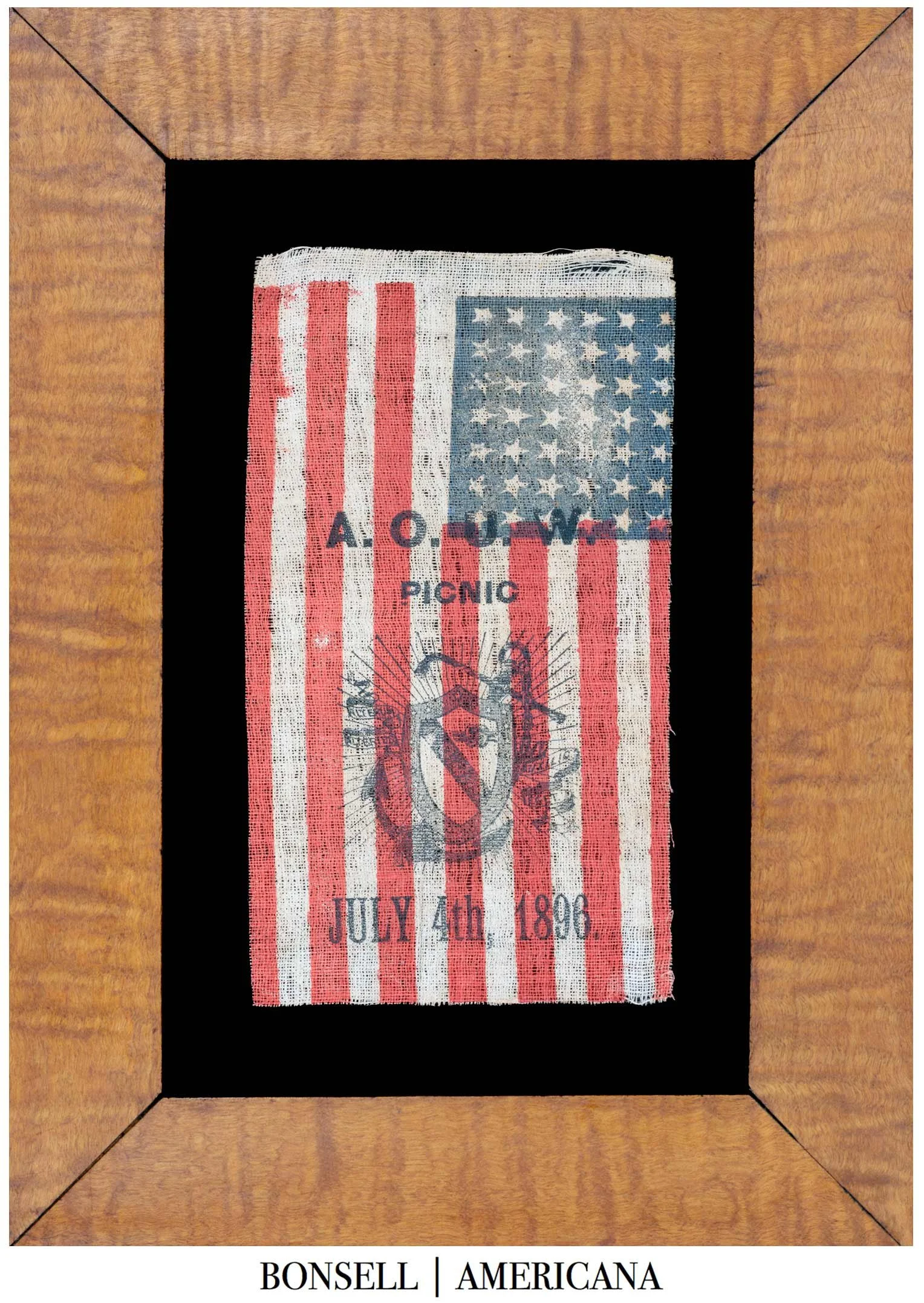 Unusual 42 Star Antique American Flag | Ancient Order of United Workmen Picnic | Washington Statehood | Circa 1896