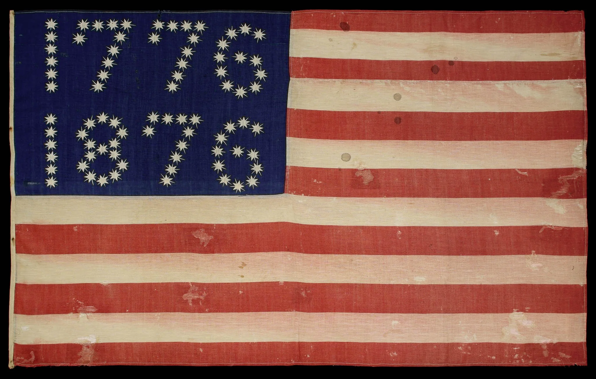 Antique 1776–1876 American Centennial Flag | Extraordinary Numeric Star Design | Colorado Statehood | Circa 1876