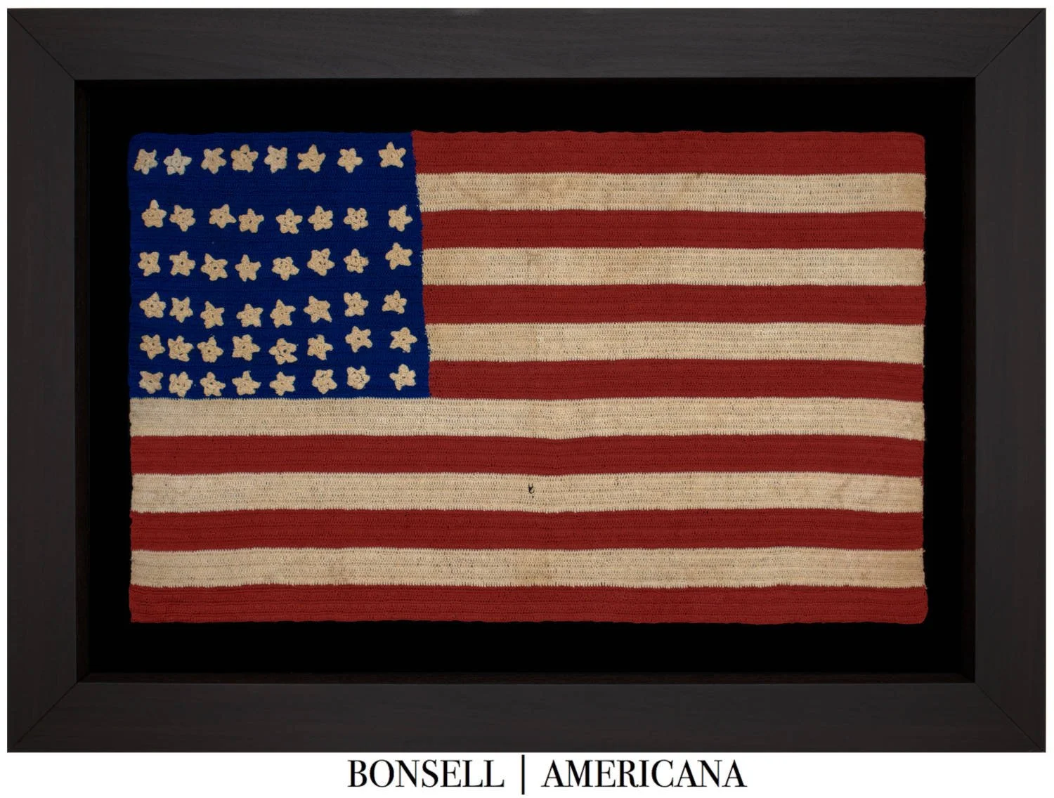 48 Star Hand Crocheted Antique Flag with Wonderful Patina | Arizona Statehood | Circa 1920-1950